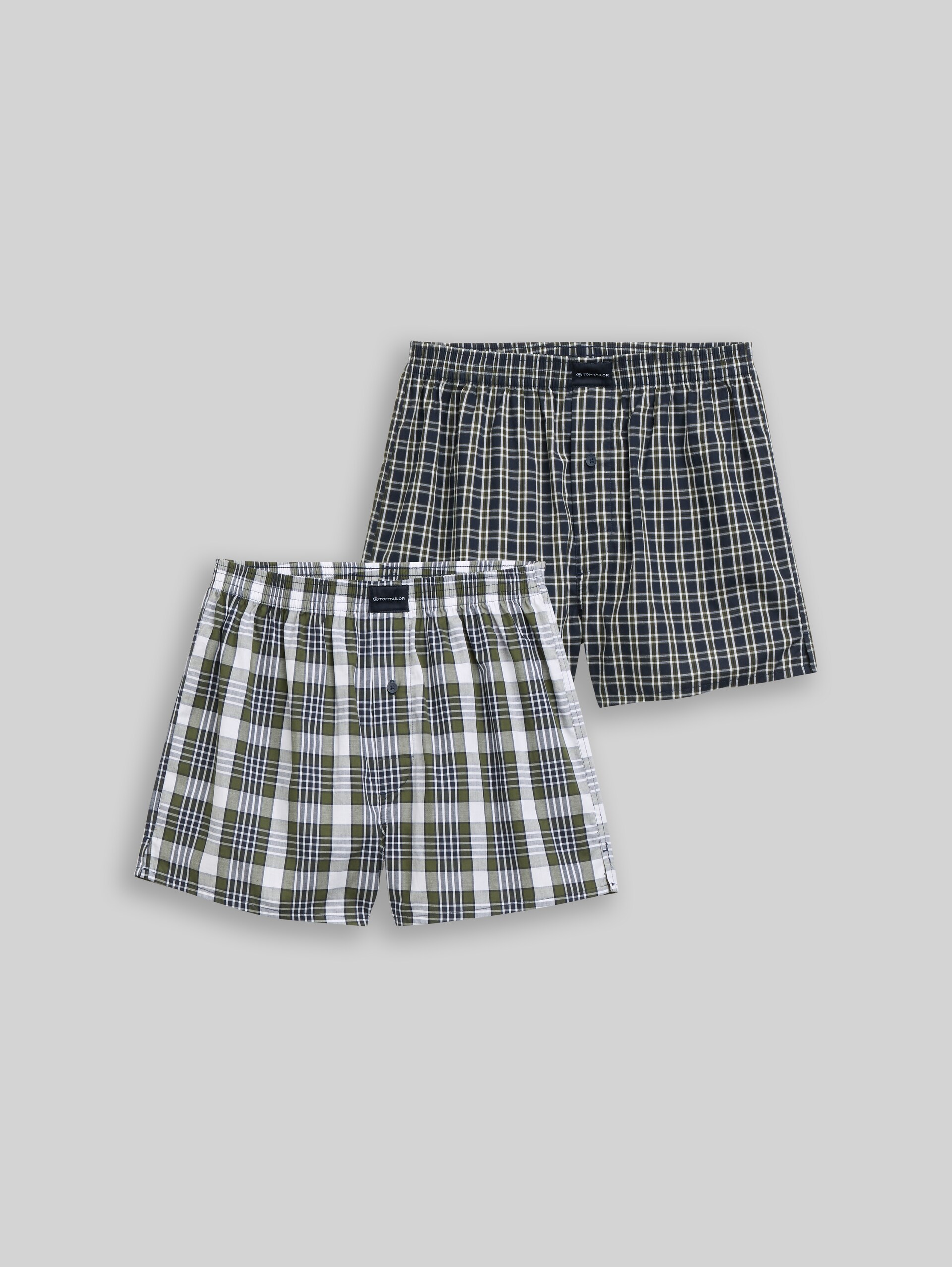 Mittellange Boxershorts mit Karomuster im 2er-Pack - green-dark-check - Vorder-Produkt-Ansicht