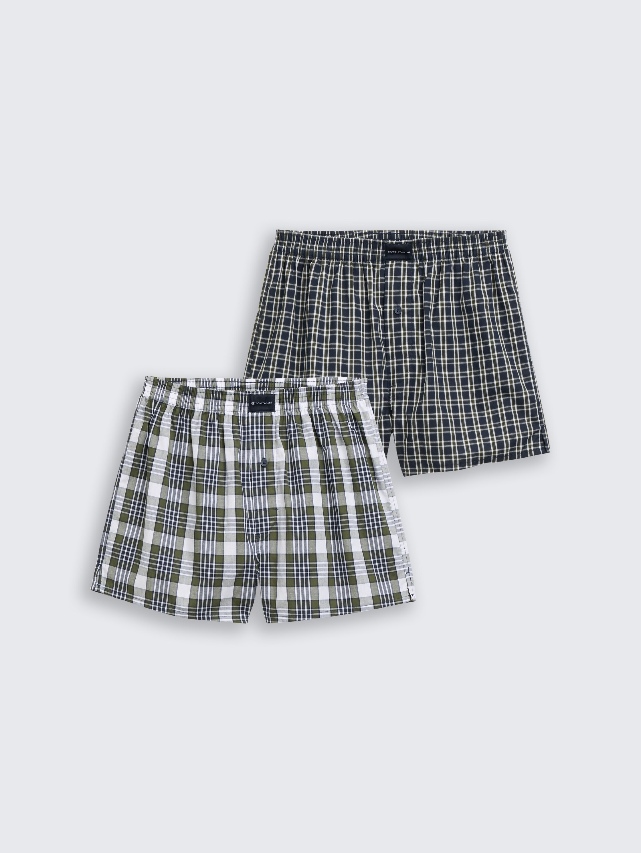 Medium-length boxer shorts with checked pattern in a 2-pack - greendarkcheck - 