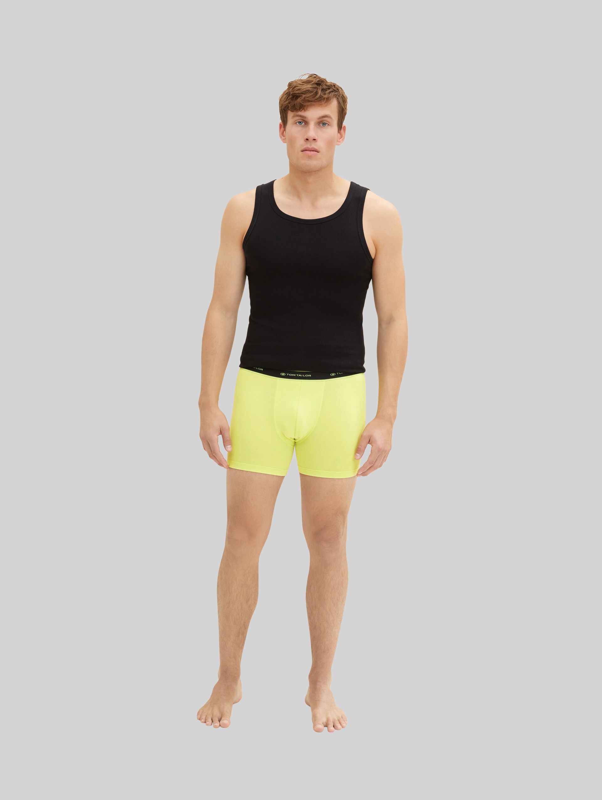 Medium-length boxer shorts in a 3-pack - gelb-dunkel-uni