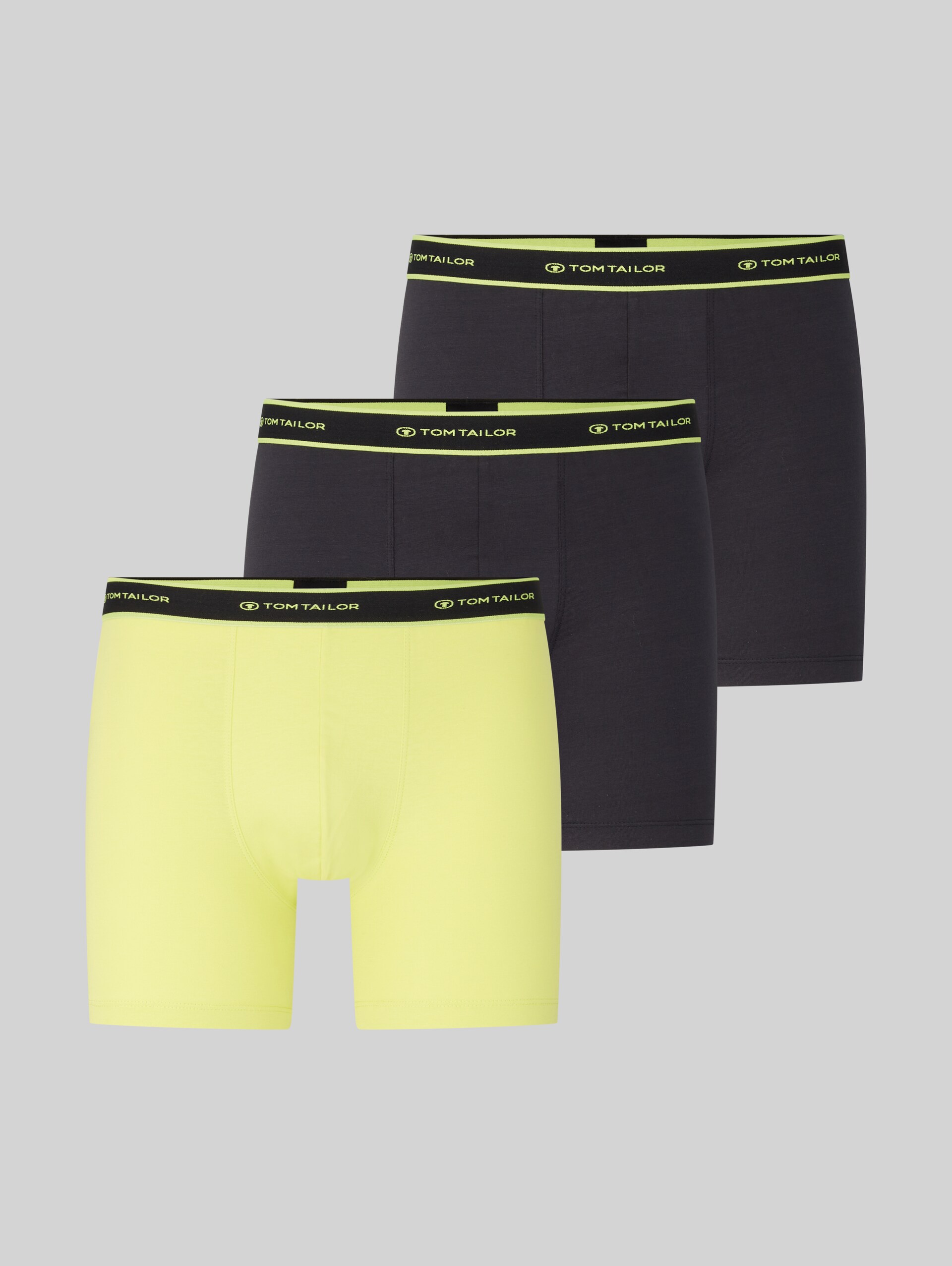 Medium-length boxer shorts in a 3-pack - gelb-dunkel-uni - Front product view