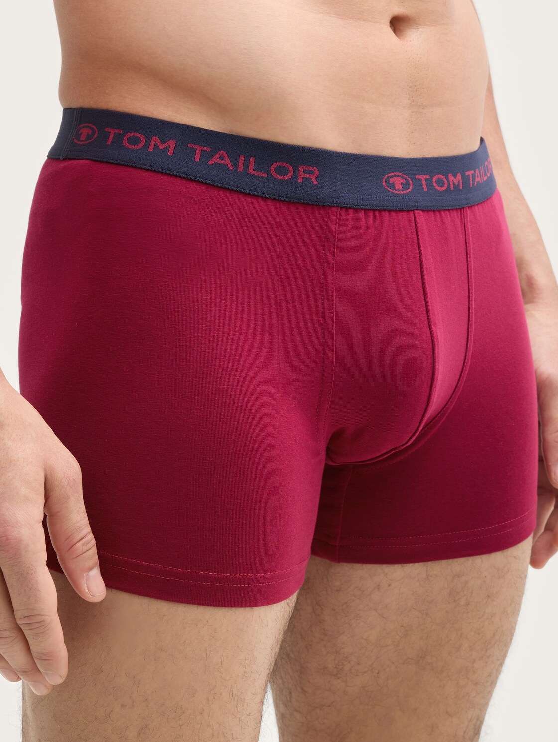 Kurze Boxershorts im 3er-Pack - rot-dunkel-multicolor1 - Detail-Model-Ansicht