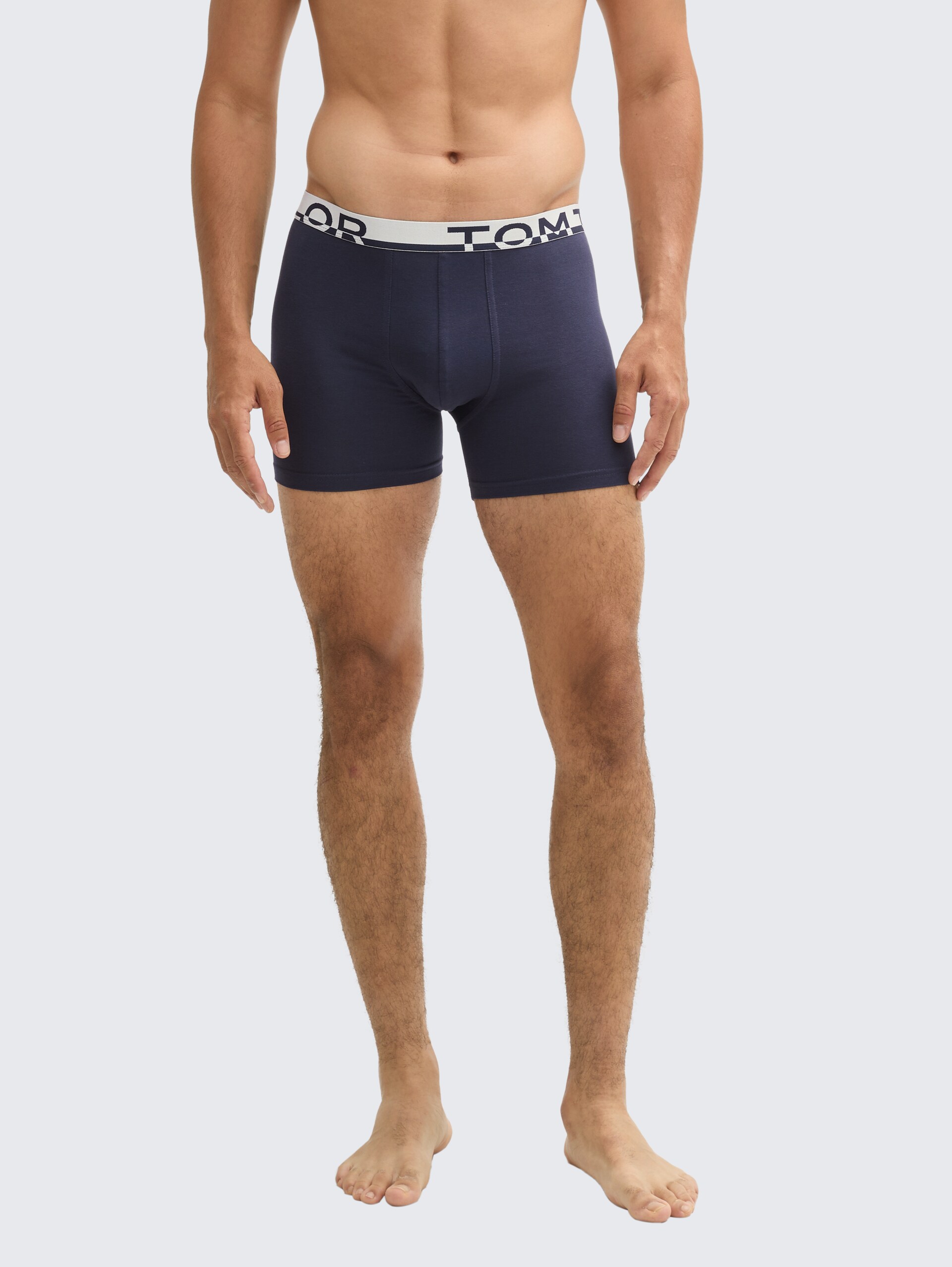 Mittellange Boxershorts im 2er-Pack - blue-dark-solid - Ausschnitt Model-Vorderansicht