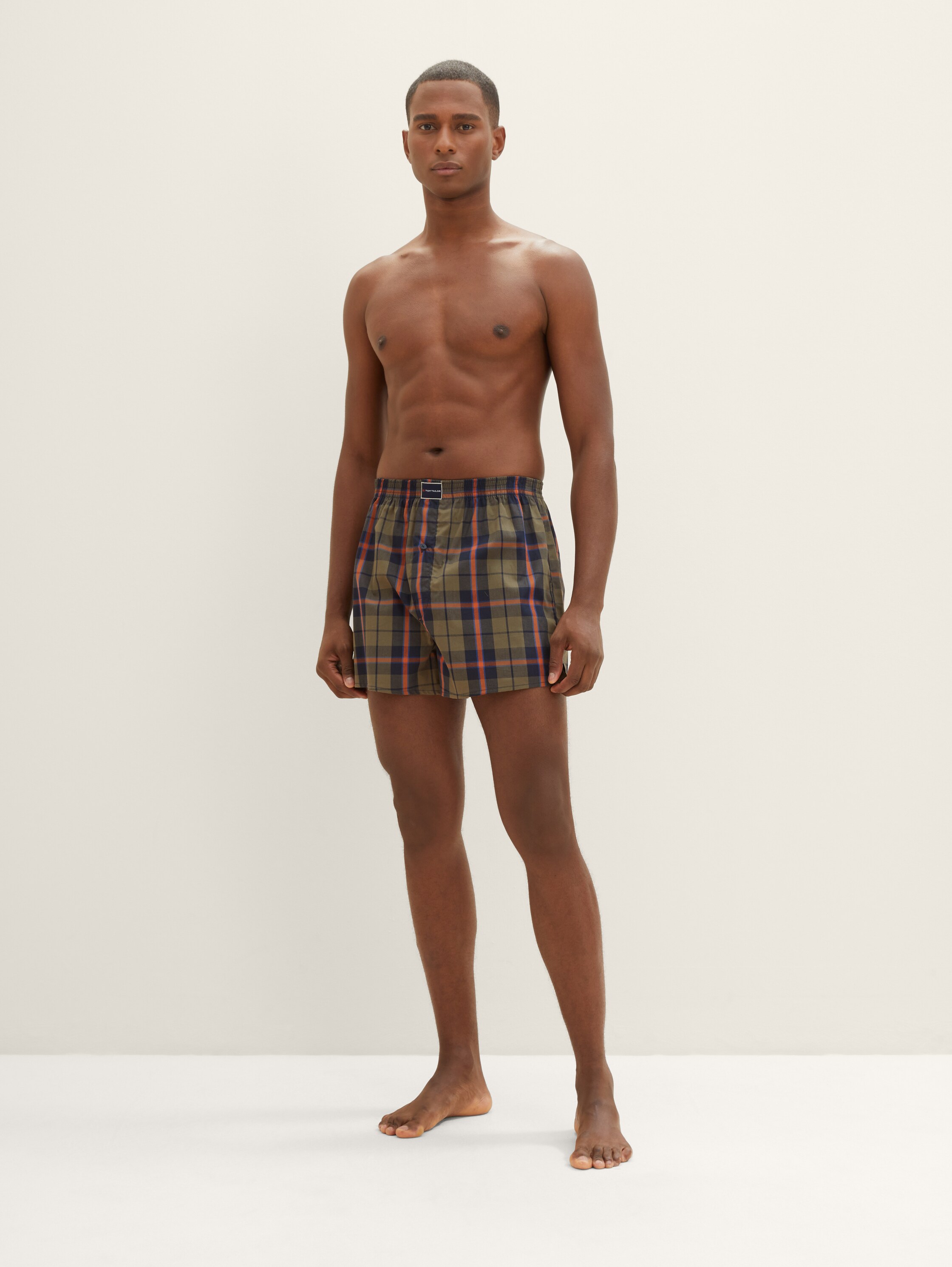 Boxershorts aus Baumwolle im 2er-Pack - blue-dark-allover - Model-Vorderansicht