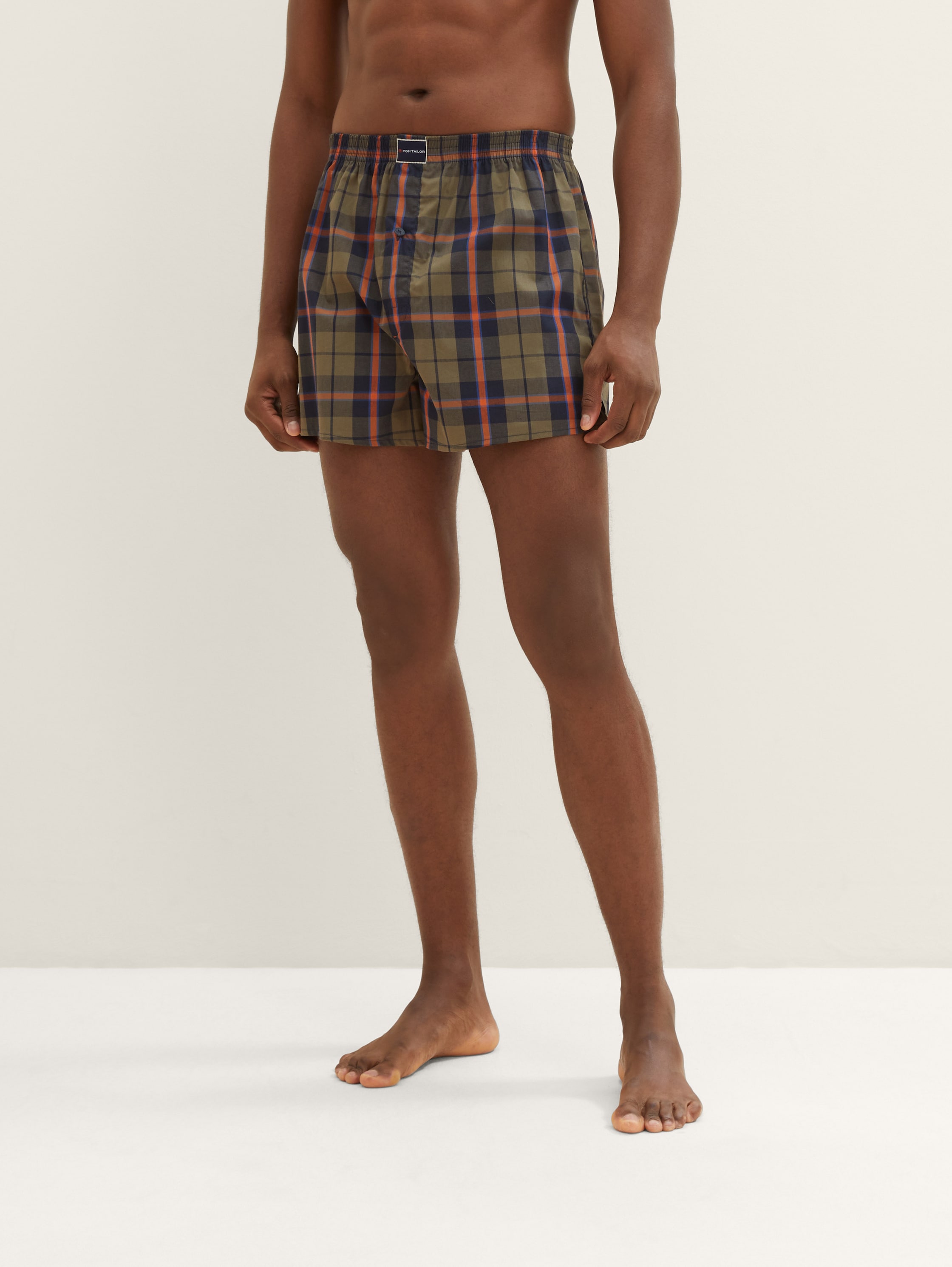 Boxershorts aus Baumwolle im 2er-Pack - blue-dark-allover - Ausschnitt Model-Vorderansicht