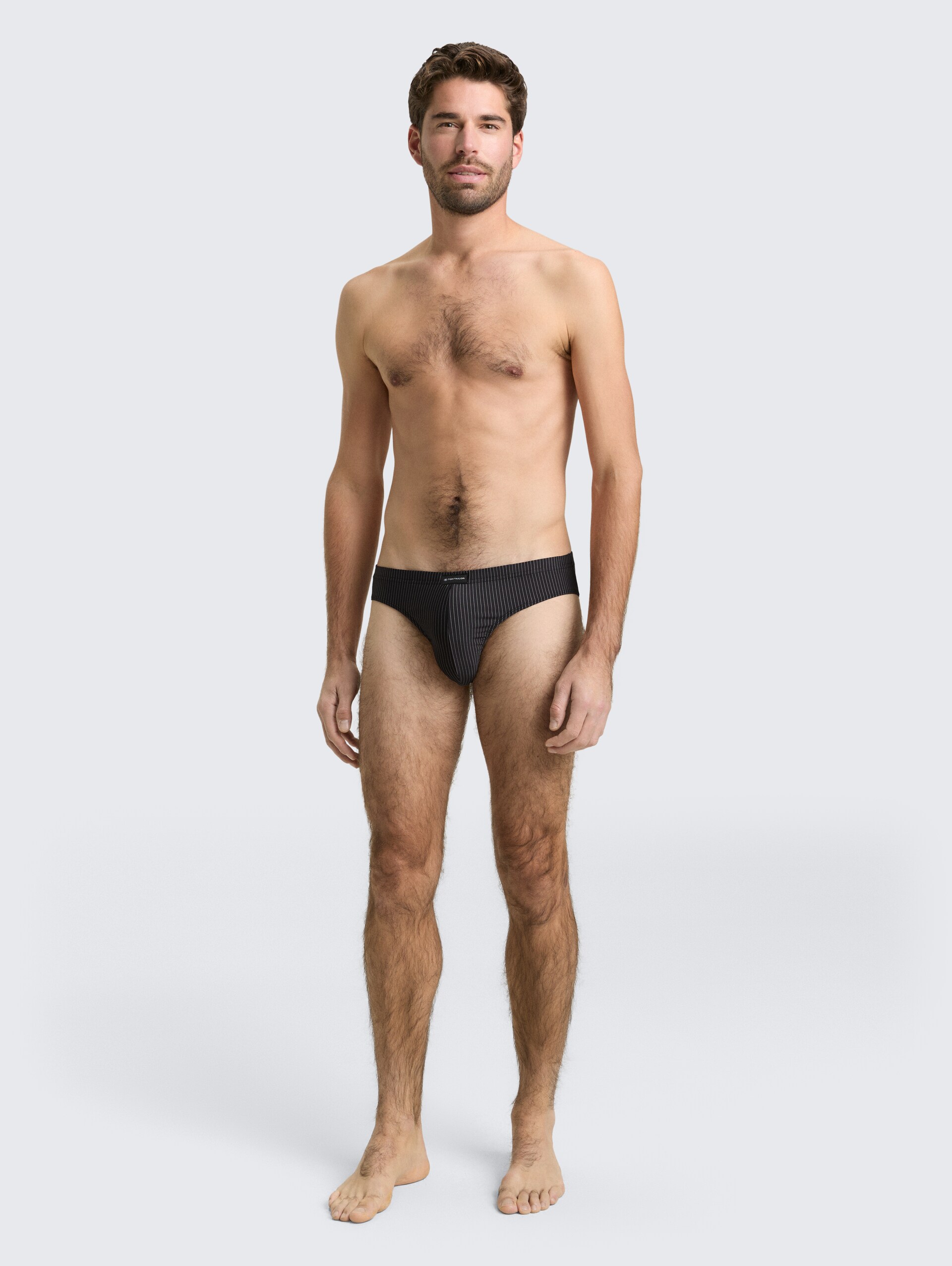 Slips mit Streifenmuster im 2er-Pack - black-dark-stripes - Model-Vorderansicht