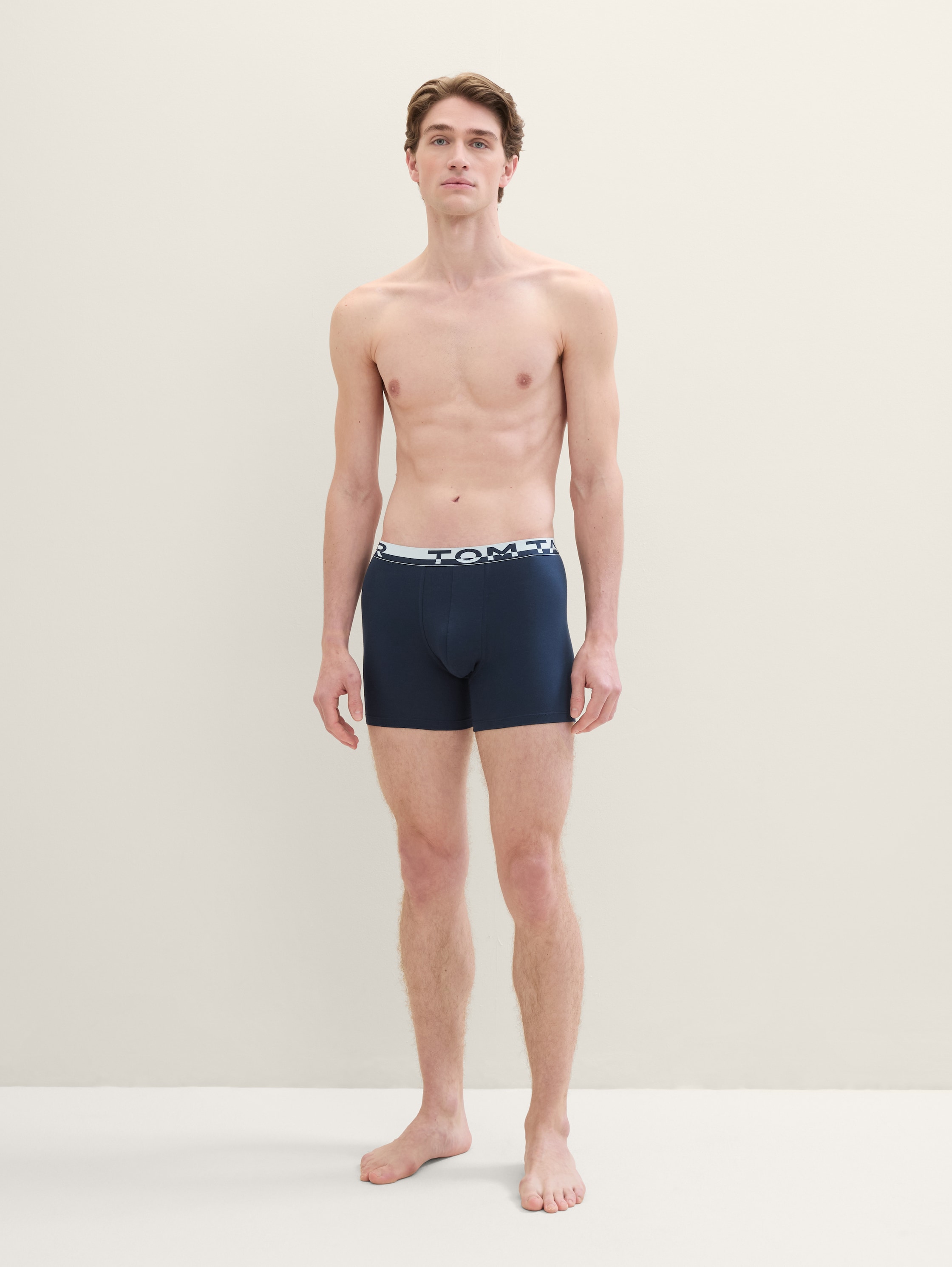 Mittellange Boxershorts aus Baumwolle im 4er-Pack - bluedarksolid - 