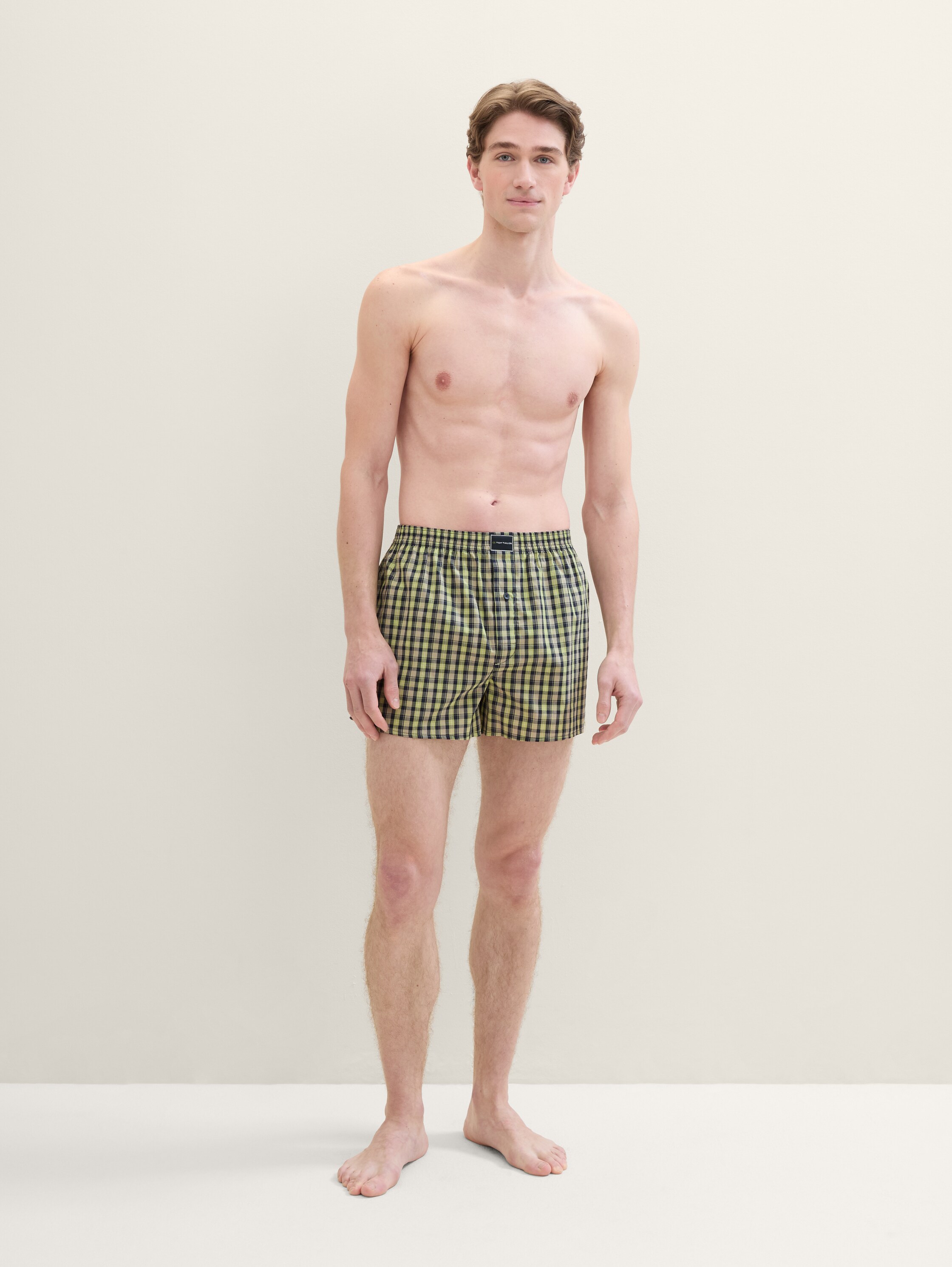 Halflange katoenen boxershorts in een 2-pack - green_allover - 