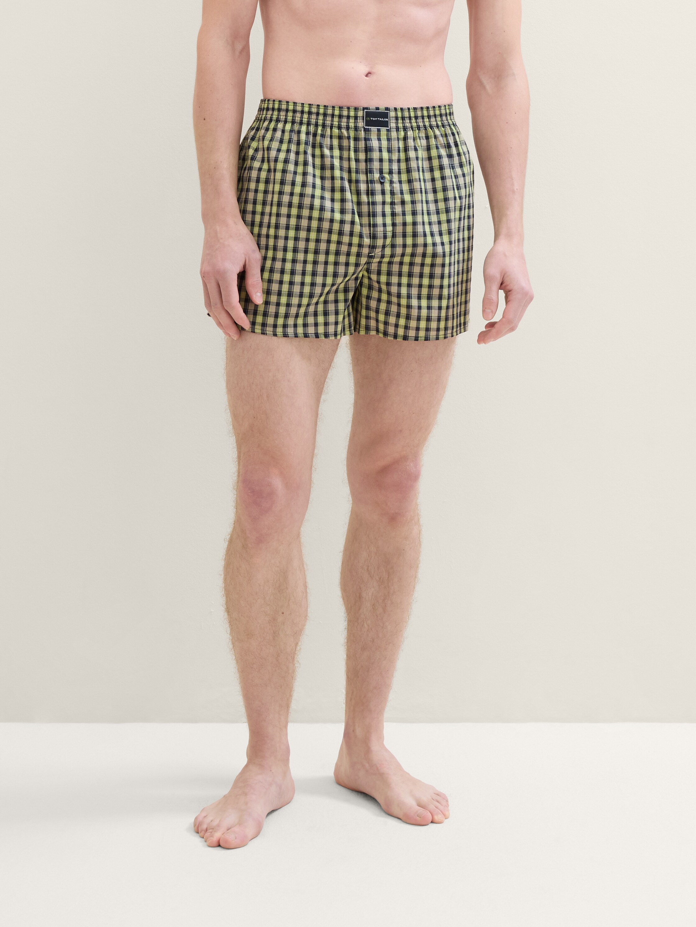 Halflange katoenen boxershorts in een 2-pack - green_allover - 