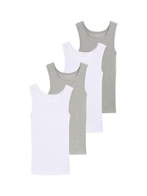 Ausgewählt, Tanktops mit Rippstruktur aus Baumwolle im 4er-Pack von Tom Tailor, grau