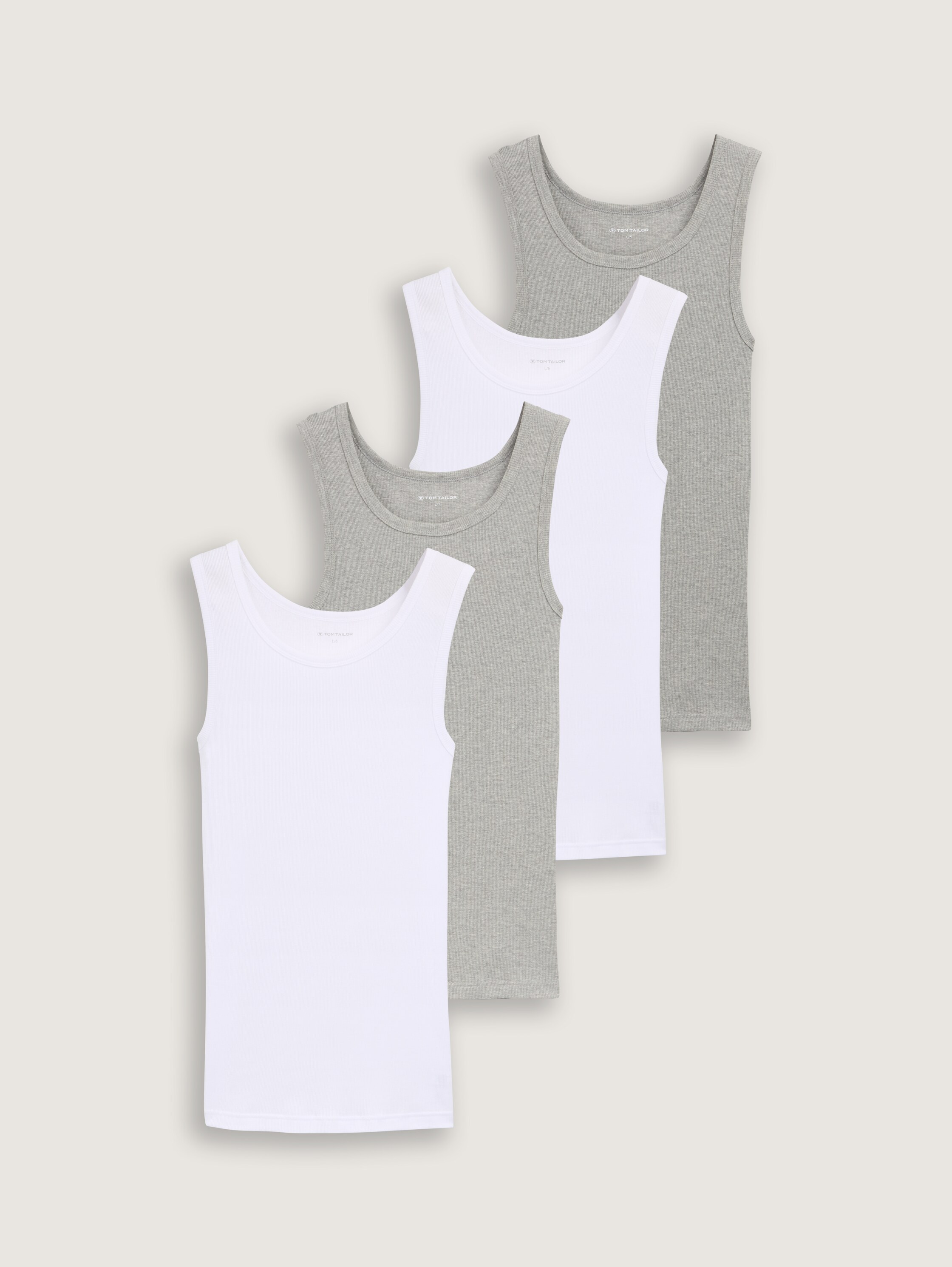 Tanktops mit Rippstruktur aus Baumwolle im 4er-Pack - greymediummulticol1 - 