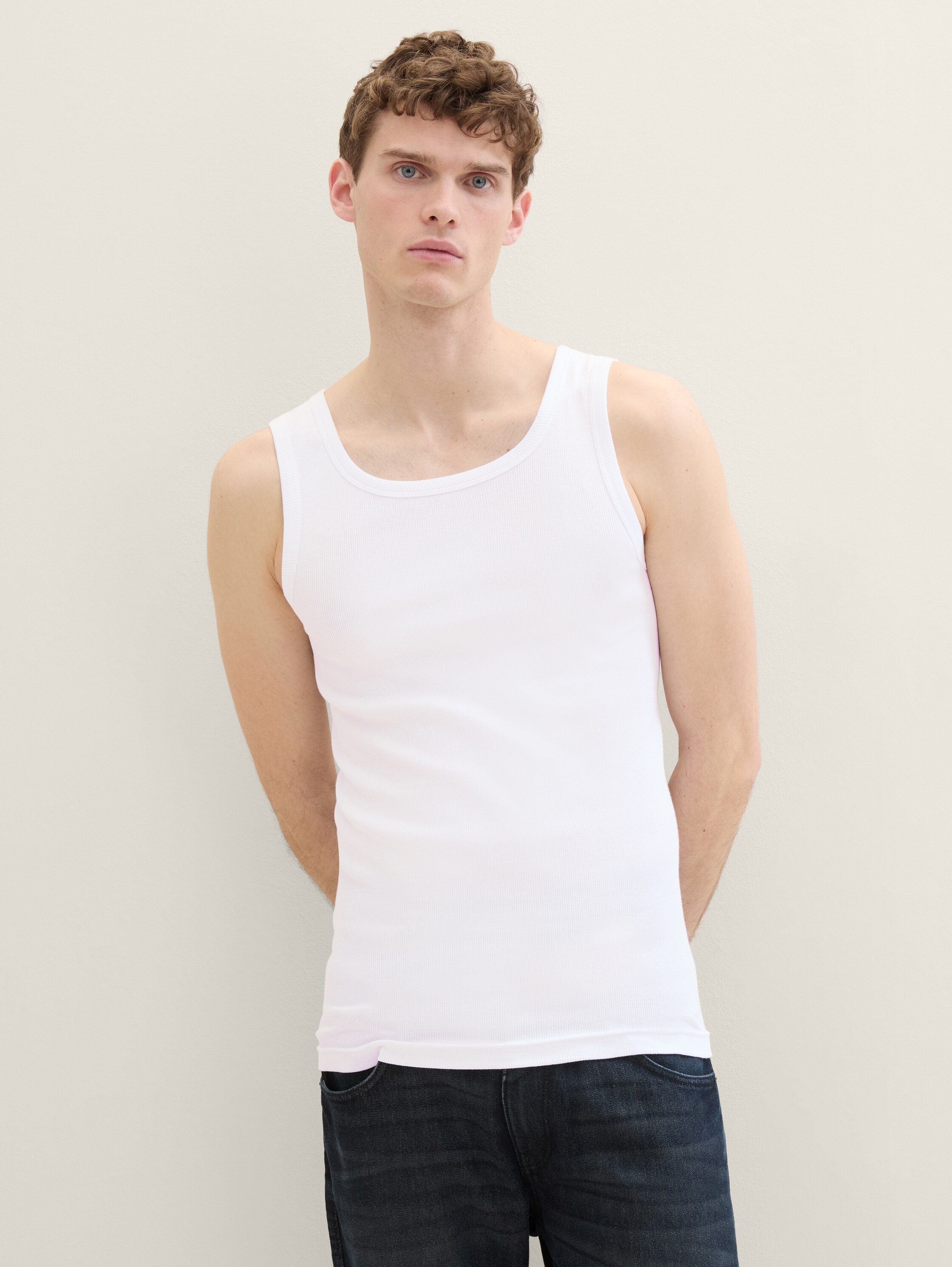 Tanktops mit Rippstruktur aus Baumwolle im 4er-Pack - weissmittelmulticolor - 