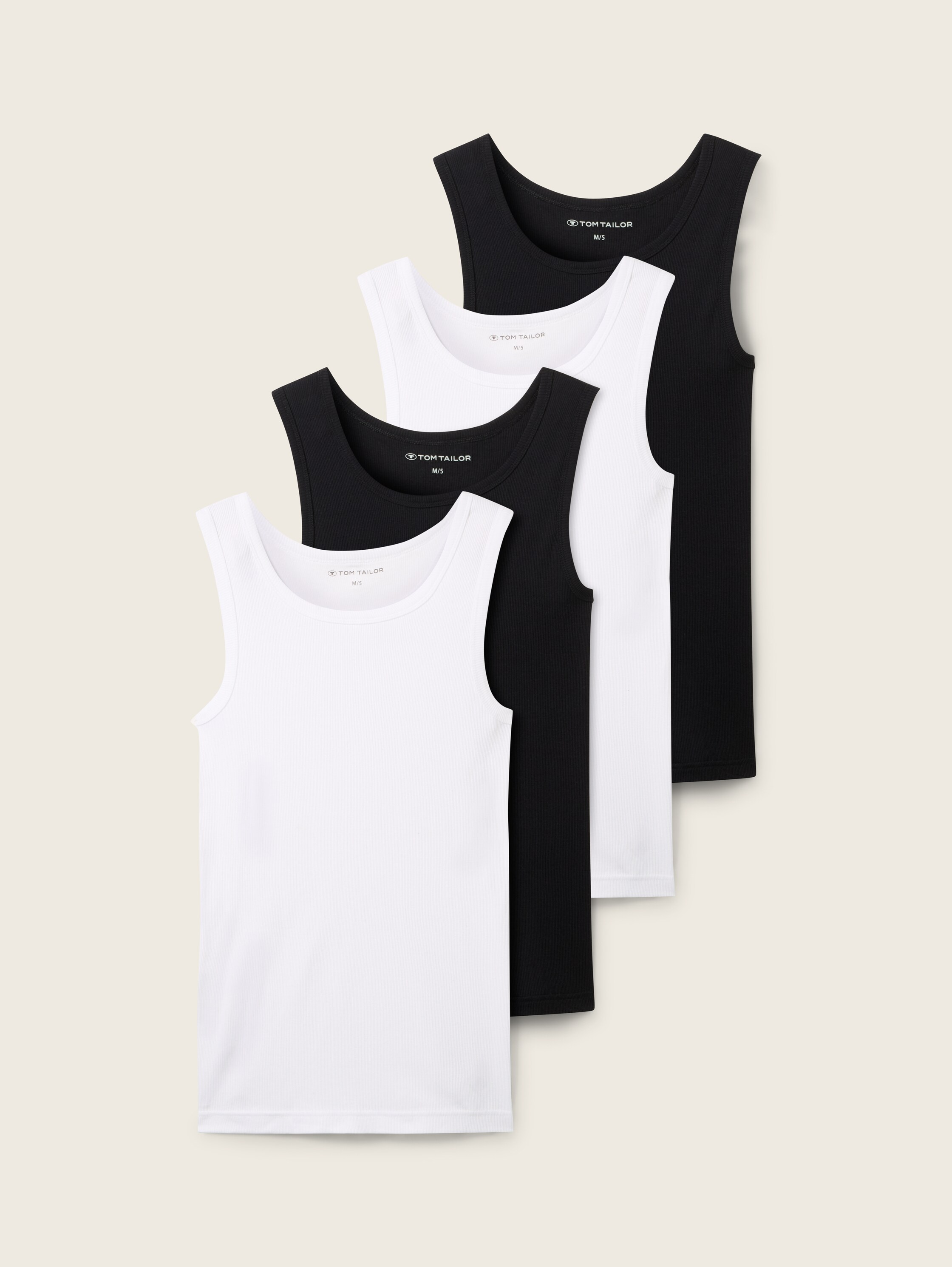 Tanktops mit Rippstruktur aus Baumwolle im 4er-Pack - weissmittelmulticolor - 