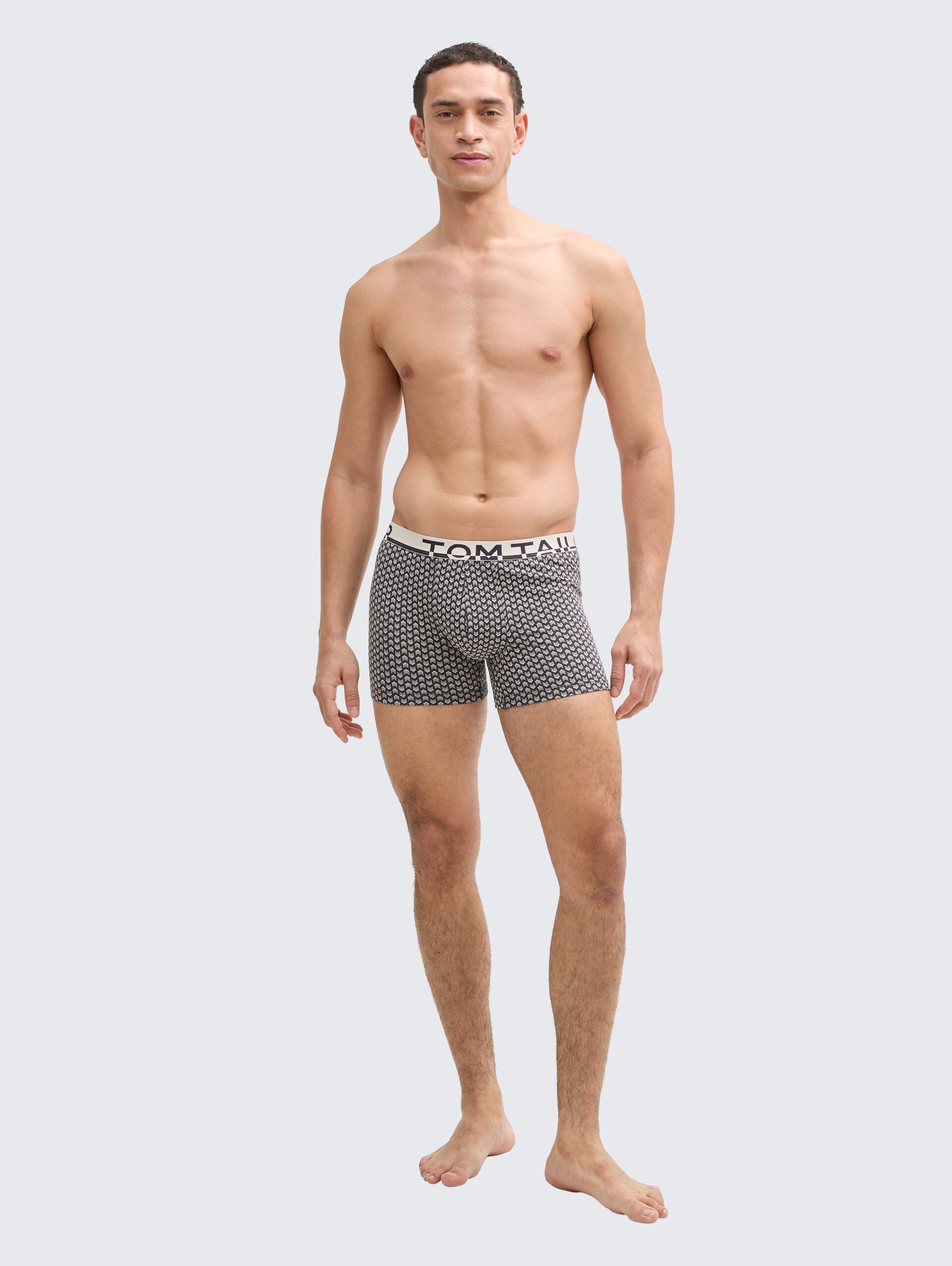 Mittellange Boxershorts im 2er-Pack - blue-dark-allover - Model-Vorderansicht
