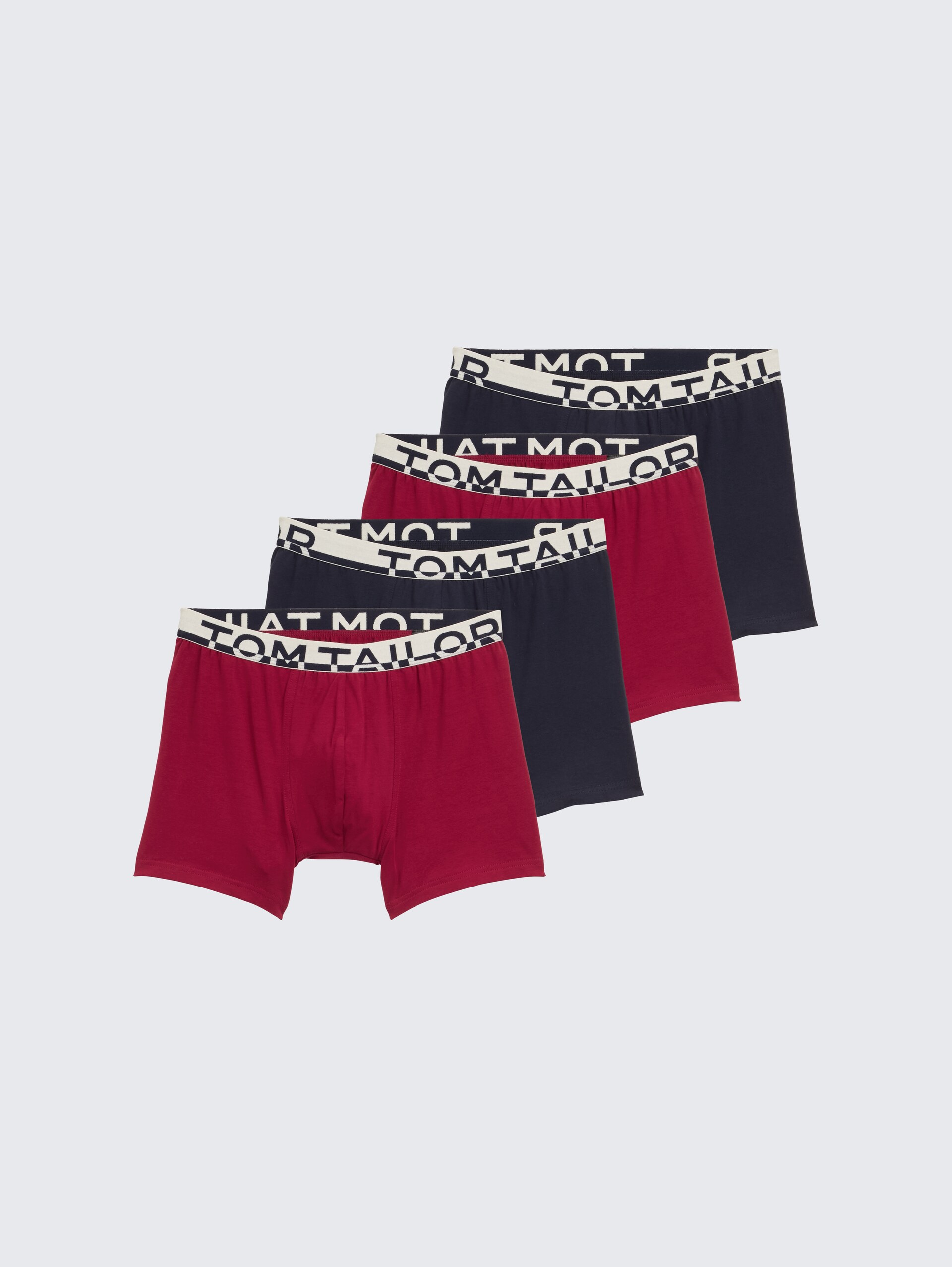 Mittellange Boxershorts im 4er-Pack - rot-dunkel-multicolor2 - Vorder-Produkt-Ansicht