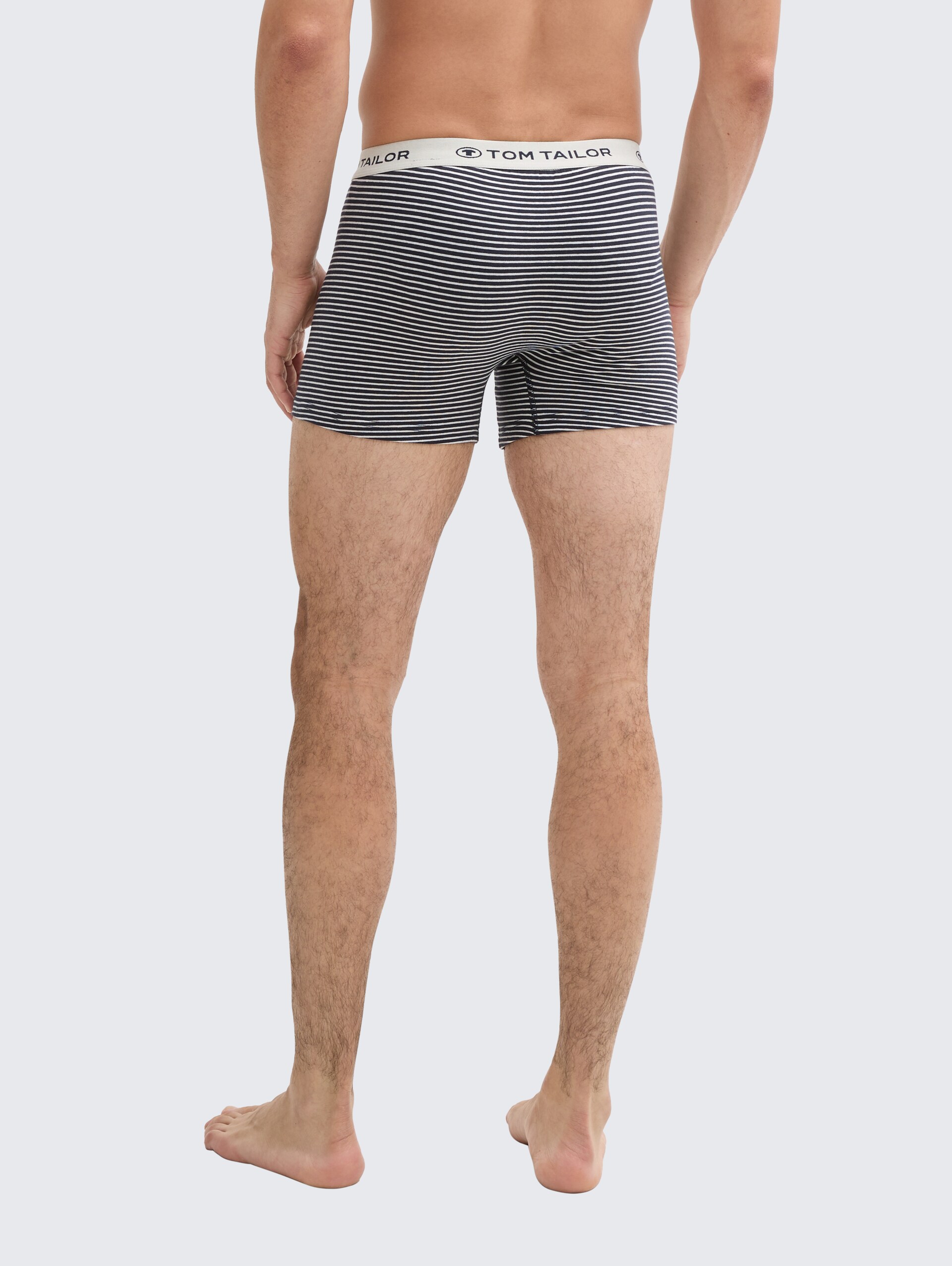 Kurze Boxershorts im 6er-Pack - blue-dark-horizontal stripe - Auschnitt Model-Rückansicht