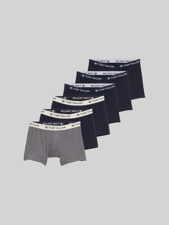 Short boxer shorts in a 6-pack by Men, blue-dark-horizontal stripe
