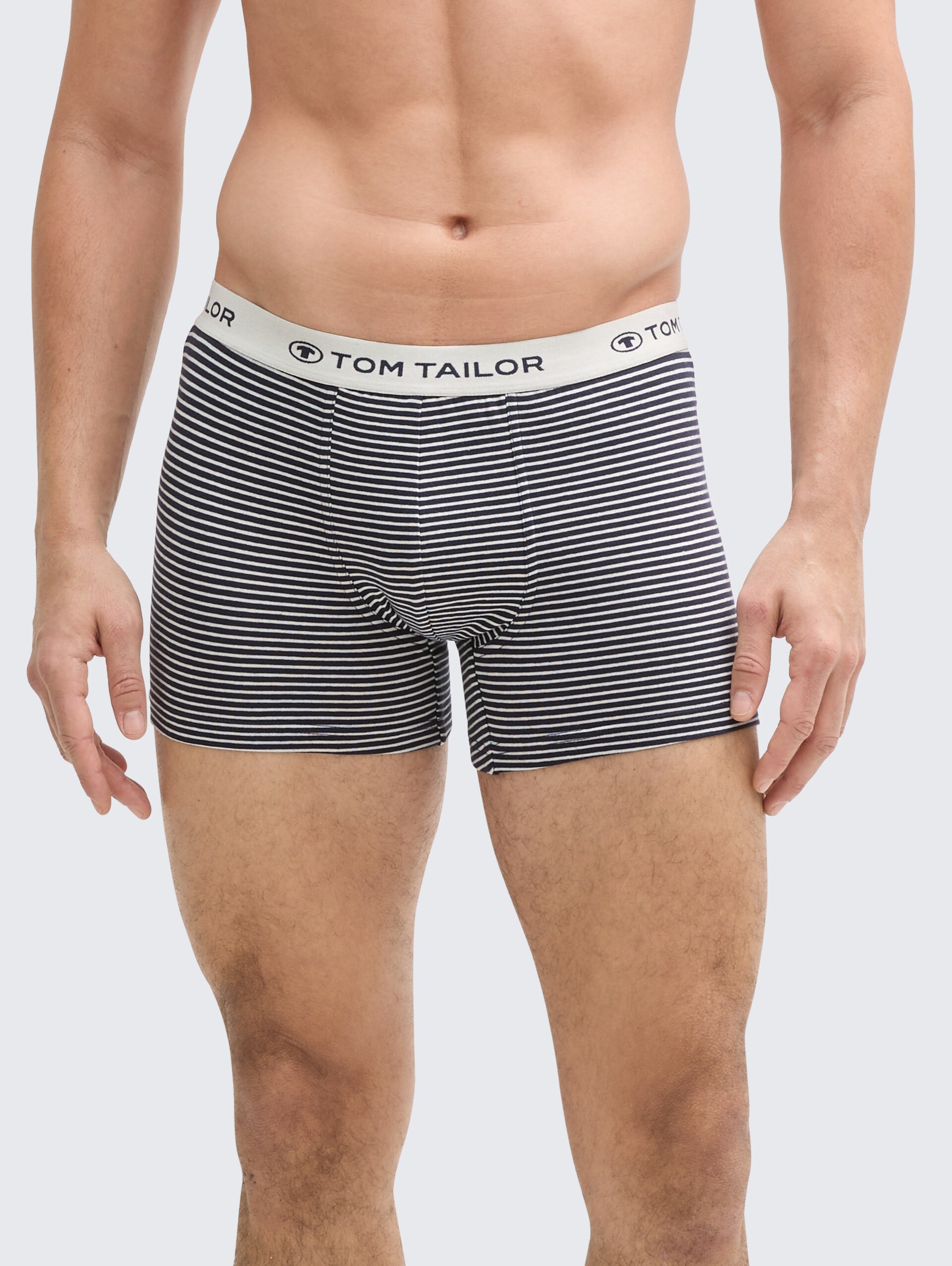 Kurze Boxershorts im 6er-Pack - blue-dark-horizontal stripe - Detail-Model-Ansicht