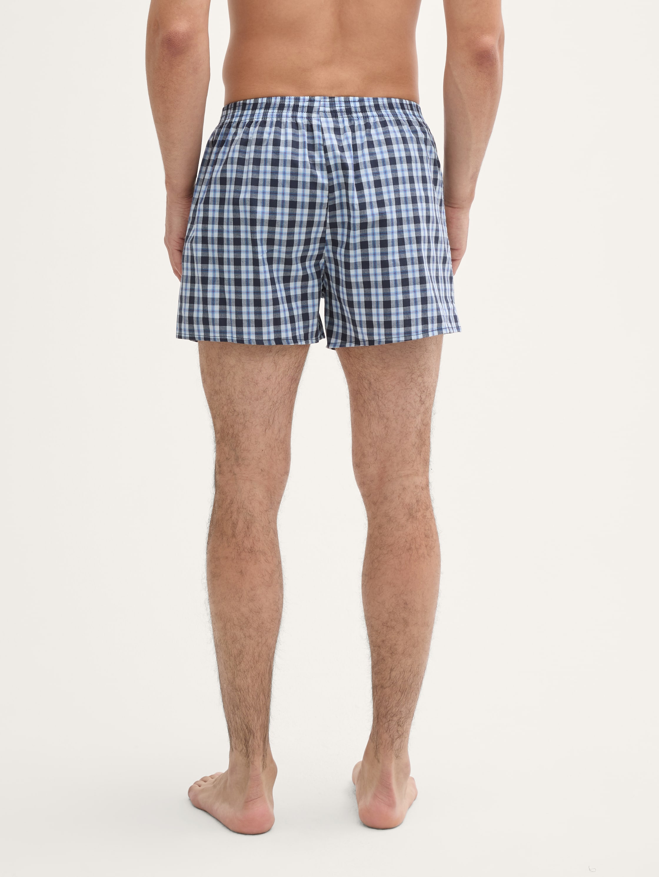 Mittellange Boxershorts mit Karomuster im 2er-Pack - blauhellkaro - 