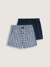 Mittellange Boxershorts mit Karomuster im 2er-Pack - blau-hell-Karo - Vorder-Produkt-Ansicht