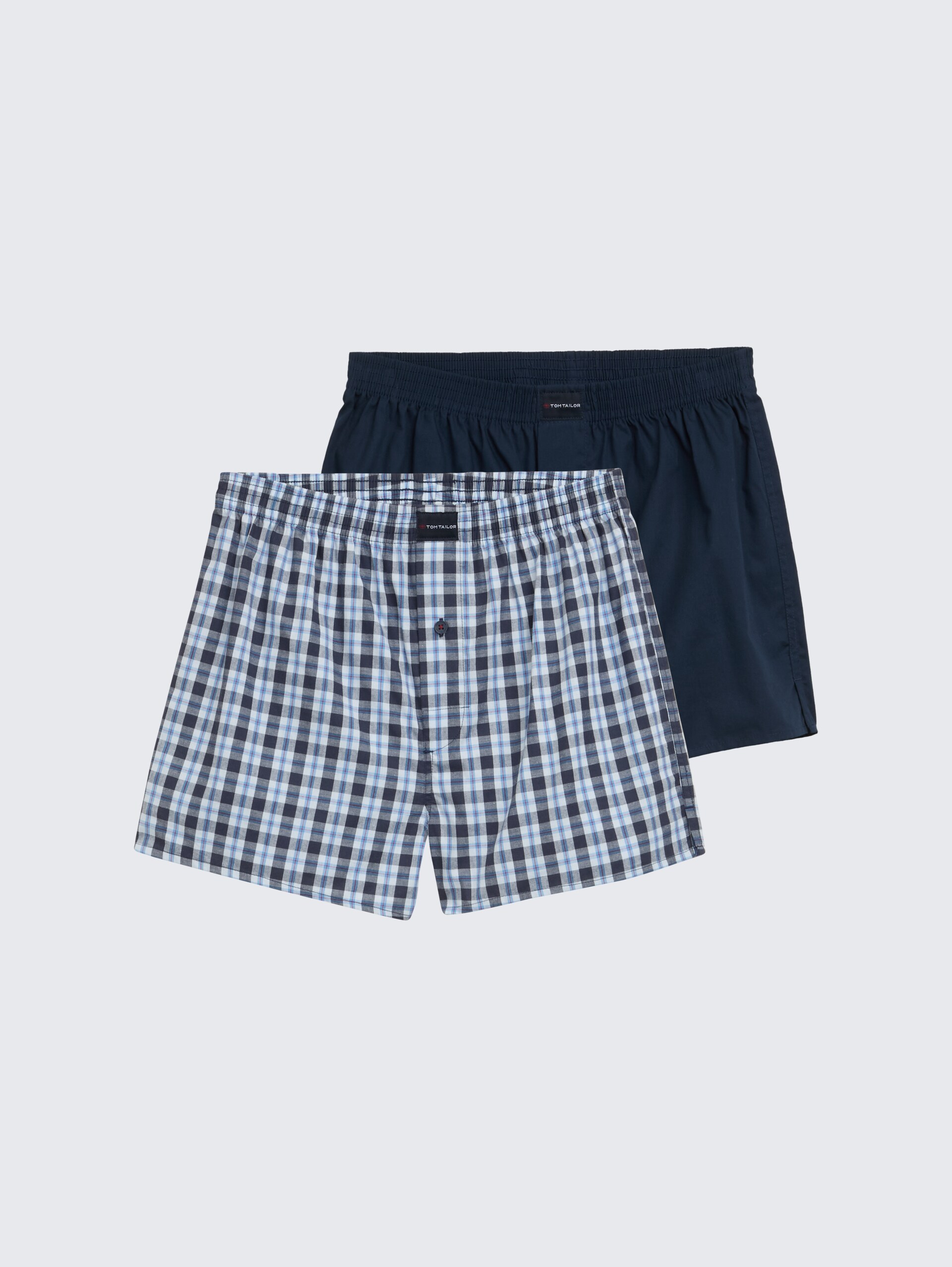 Mittellange Boxershorts mit Karomuster im 2er-Pack - blau-hell-Karo - Vorder-Produkt-Ansicht
