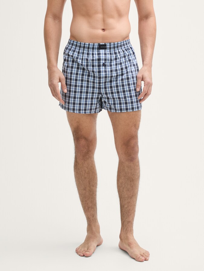 Mittellange Boxershorts mit Karomuster im 2er-Pack von Men, blau-hell-Karo