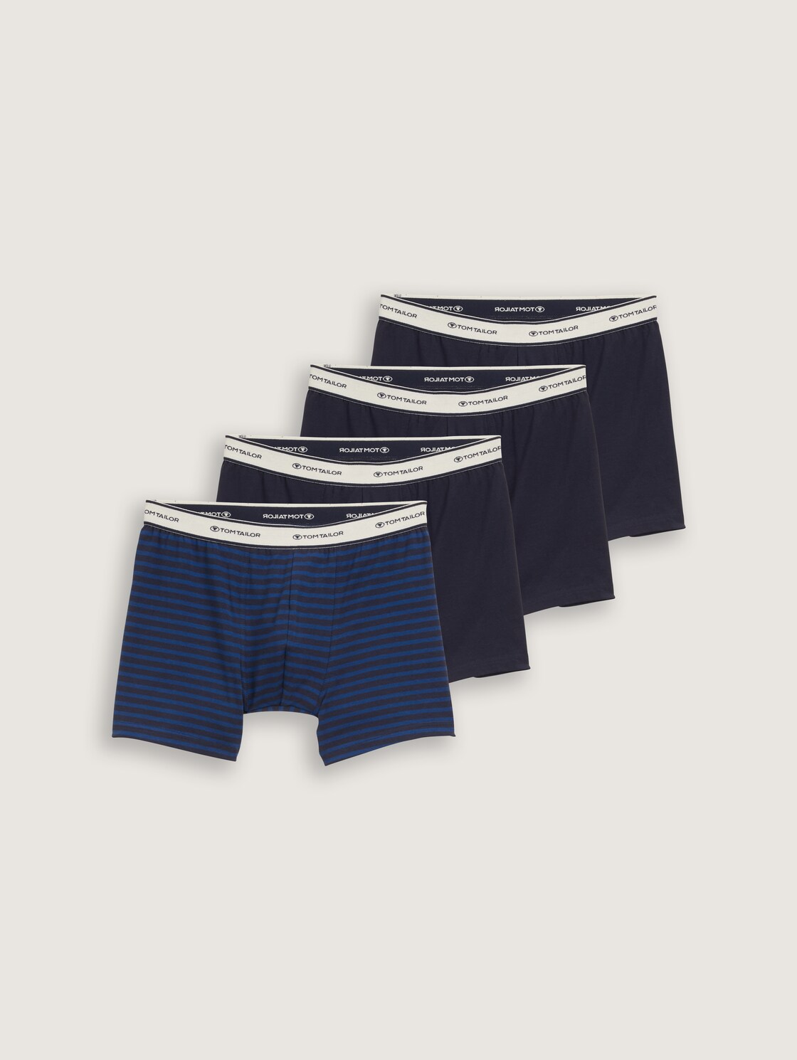 Mittellange Boxershorts im 4er-Pack - blue stripe - Vorder-Produkt-Ansicht