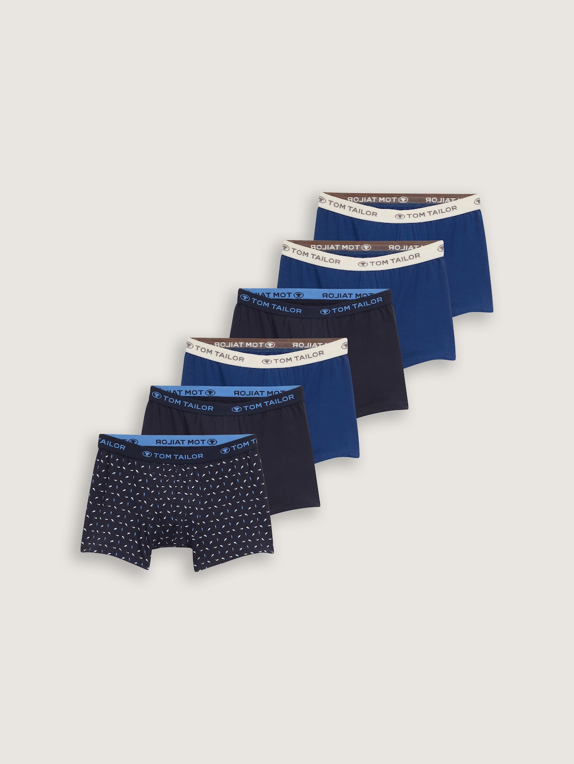 Kurze Boxershorts im 6er-Pack - blau-hell-Allover - Vorder-Produkt-Ansicht