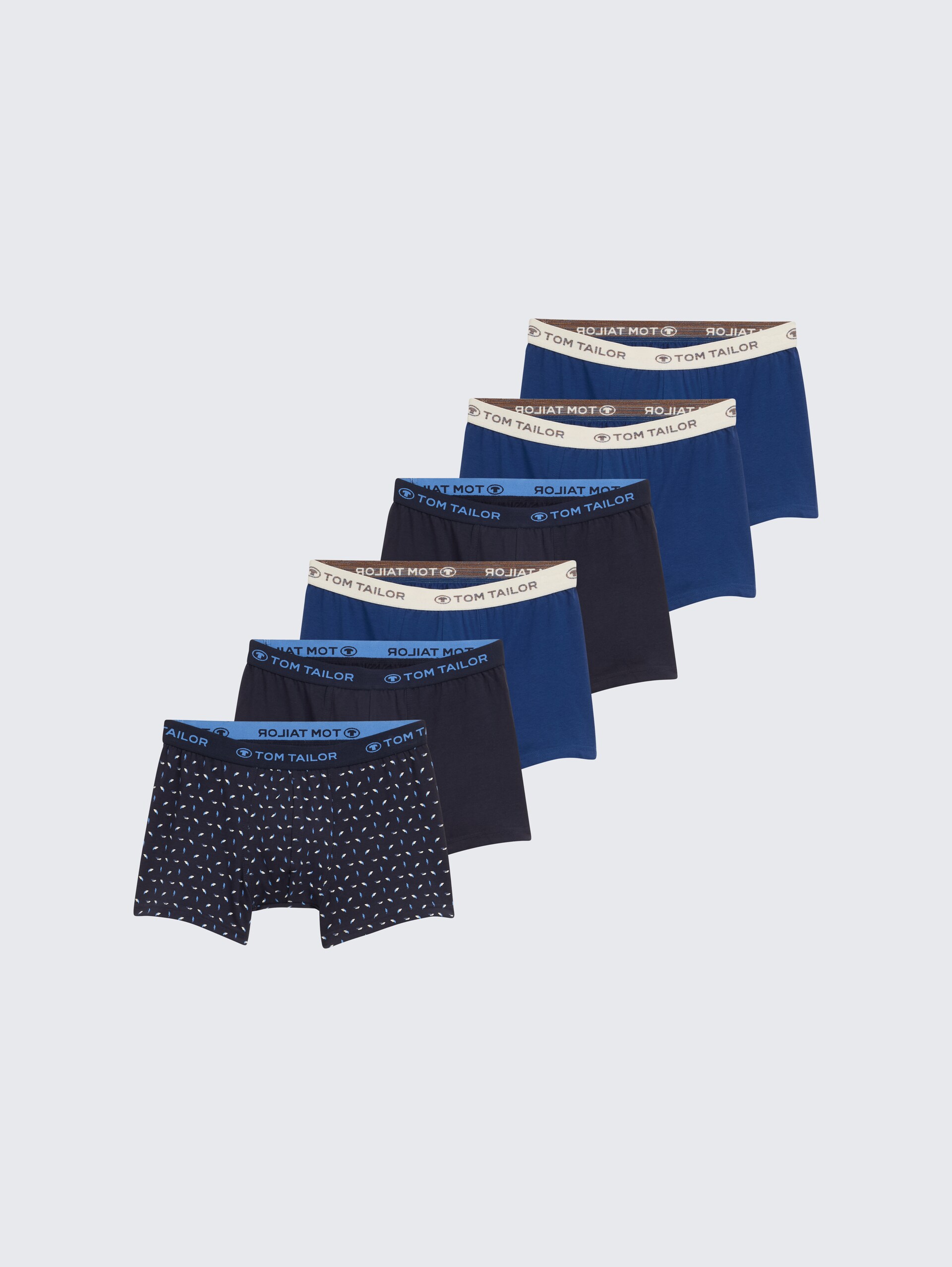 Kurze Boxershorts im 6er-Pack - blau-hell-Allover - Vorder-Produkt-Ansicht