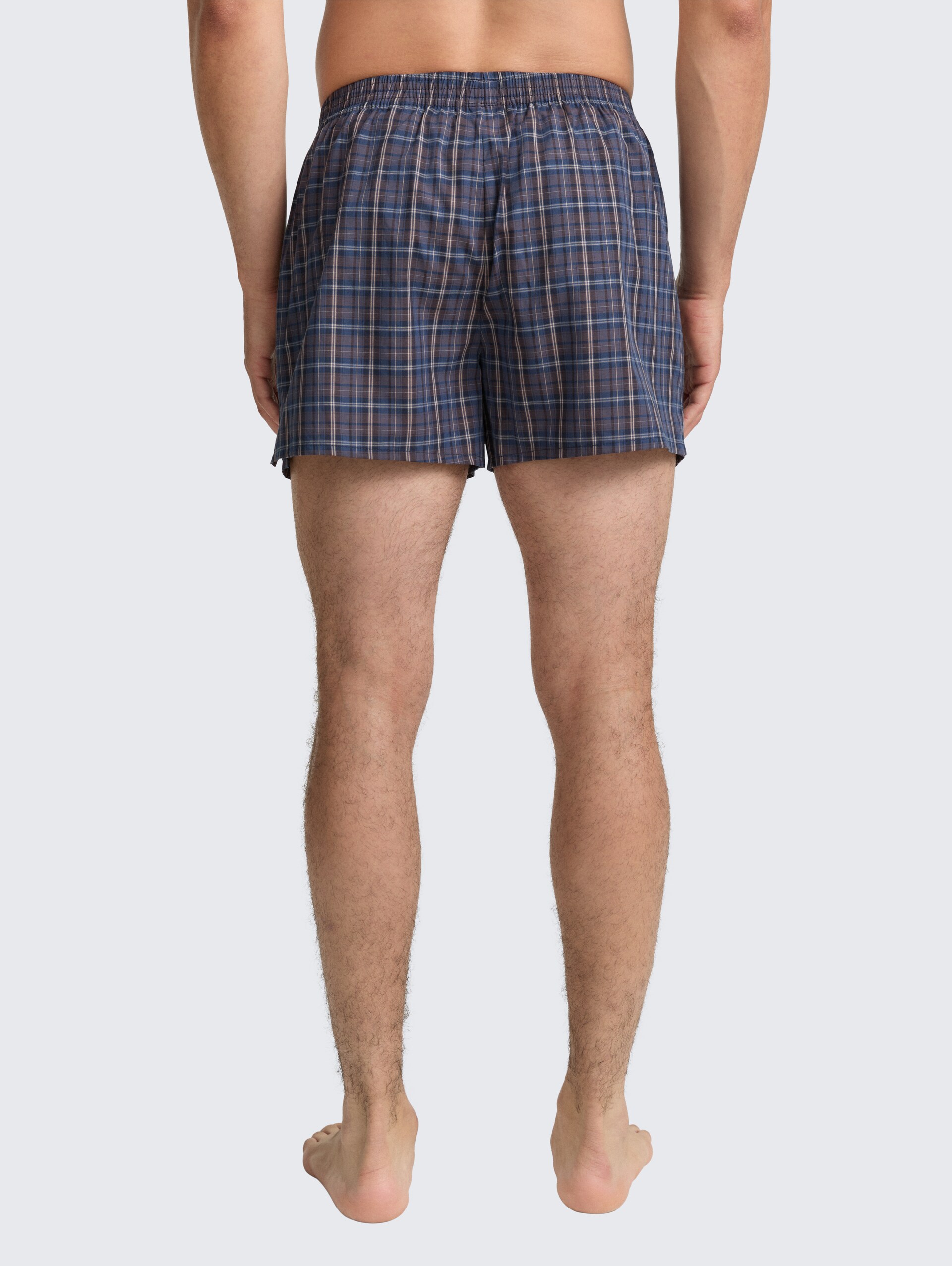 Kurze Boxershorts im 2er-Pack - braun-mittel-Karo - Auschnitt Model-Rückansicht