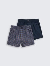 Kurze Boxershorts im 2er-Pack - braun-mittel-Karo - Vorder-Produkt-Ansicht