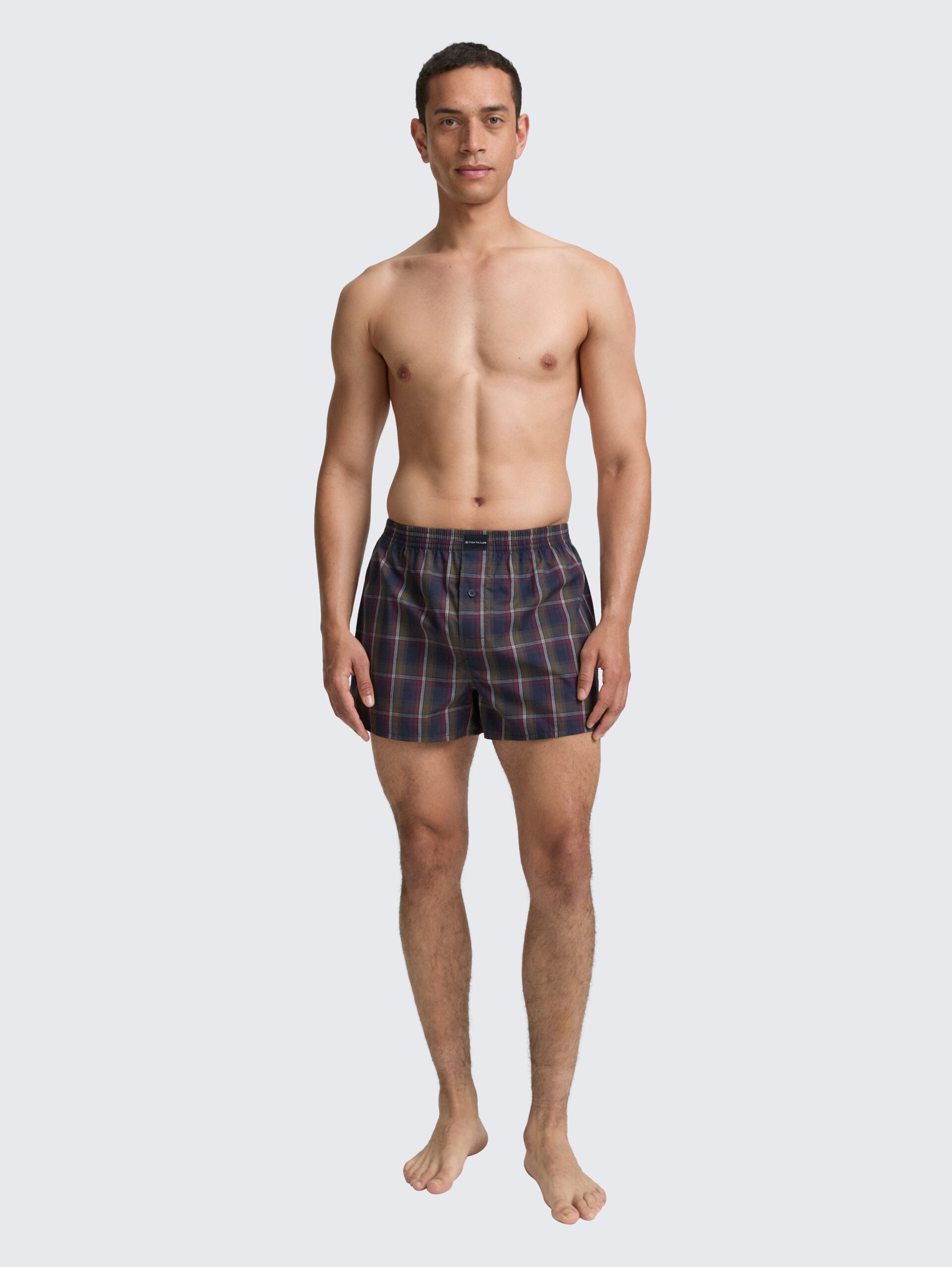 Kurze Boxershorts im 2er-Pack - blue-dark-check - Model-Vorderansicht