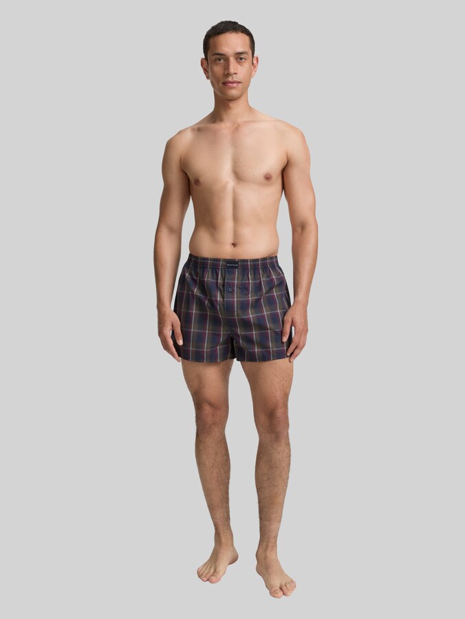 Kurze Boxershorts im 2er-Pack von Men, blue-dark-check