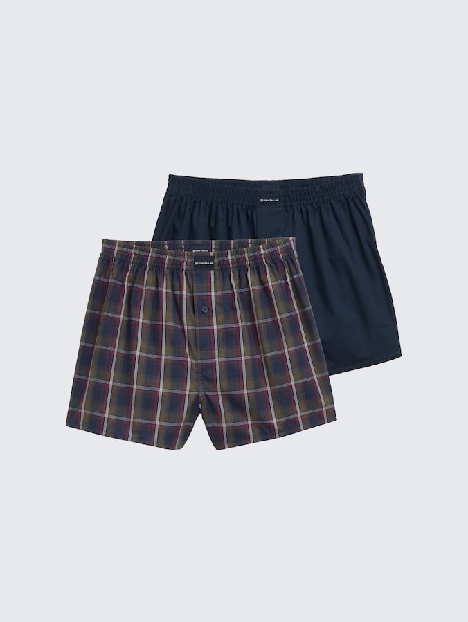 Kurze Boxershorts im 2er-Pack von Men, blue-dark-check