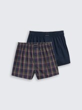 Boxers courts en pack de 2 - blue-dark-check - Vue de face du produit