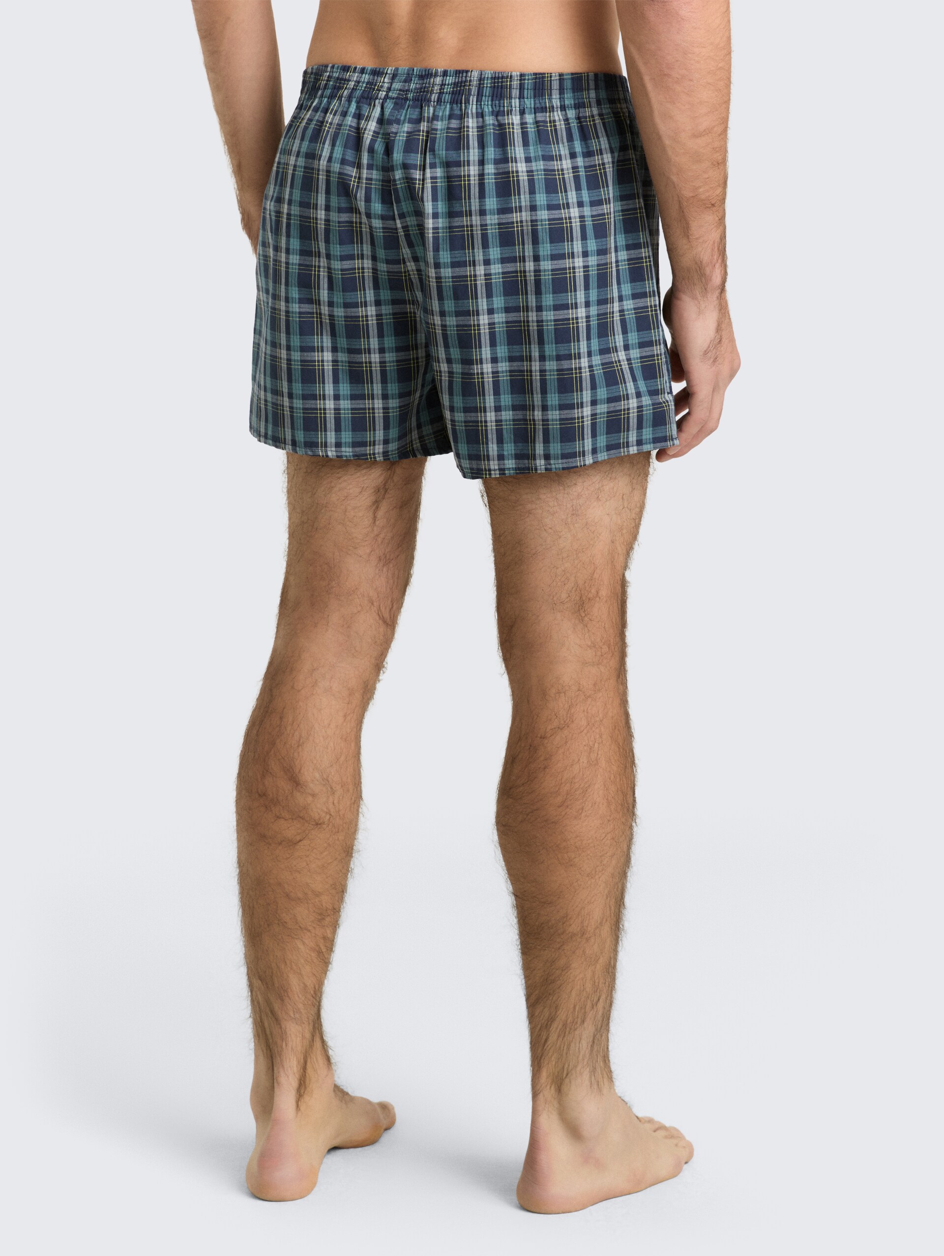 Boxershorts mit Karomuster im 2er-Pack - blue-medium-check - Auschnitt Model-Rückansicht