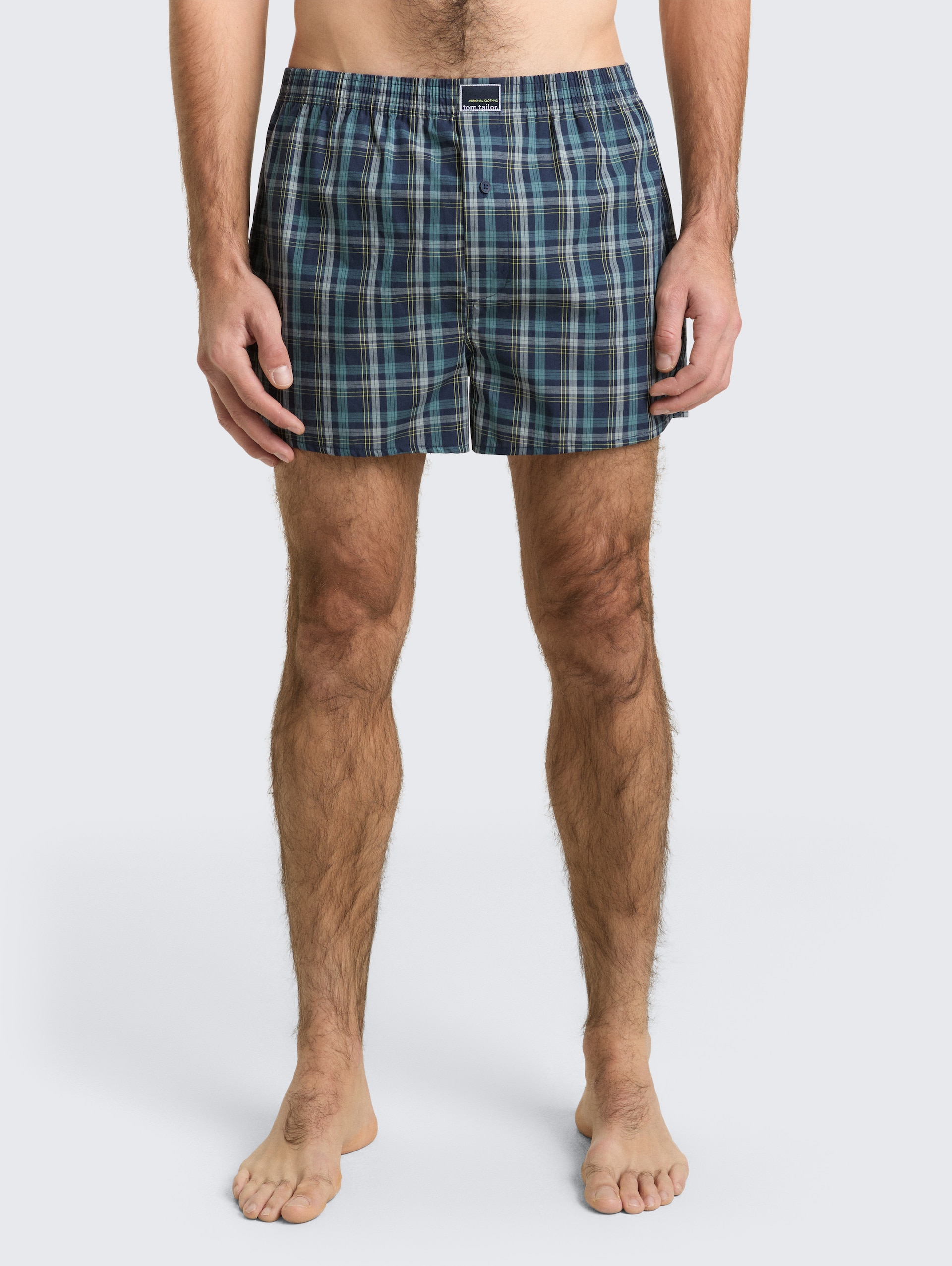 Boxershorts mit Karomuster im 2er-Pack - blue-medium-check - Ausschnitt Model-Vorderansicht