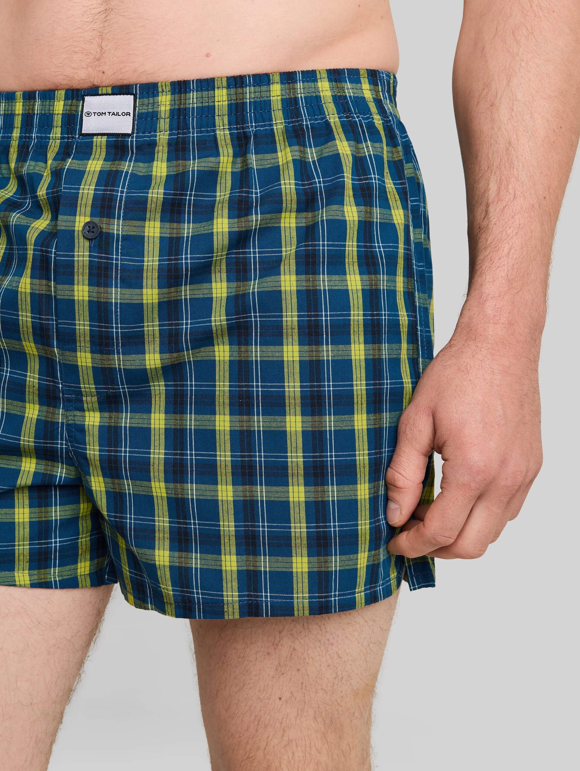 Boxershorts met ruitjespatroon in een set van 2 - blue-medium-check - Detailaanzicht model