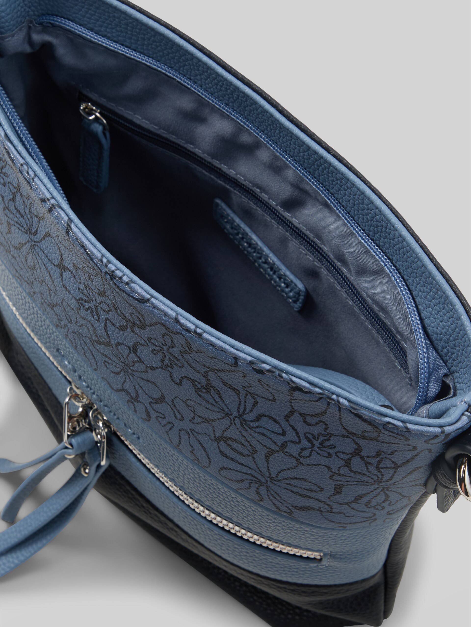 TTELLEN M schoudertas met colour-blocking - flower blue - zijaanzicht product 