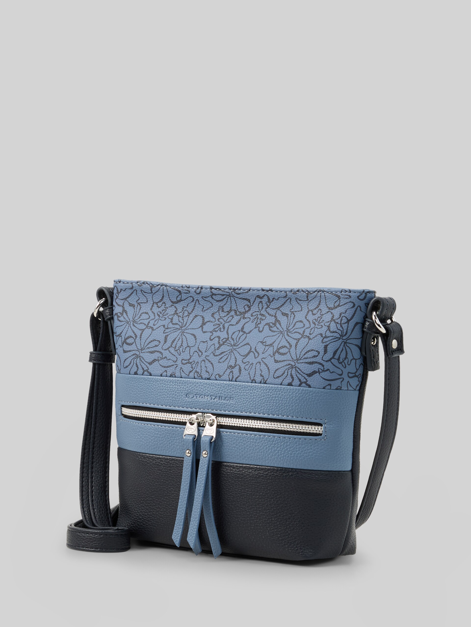 TTELLEN M schoudertas met colour-blocking - flower blue - zijaanzicht product 