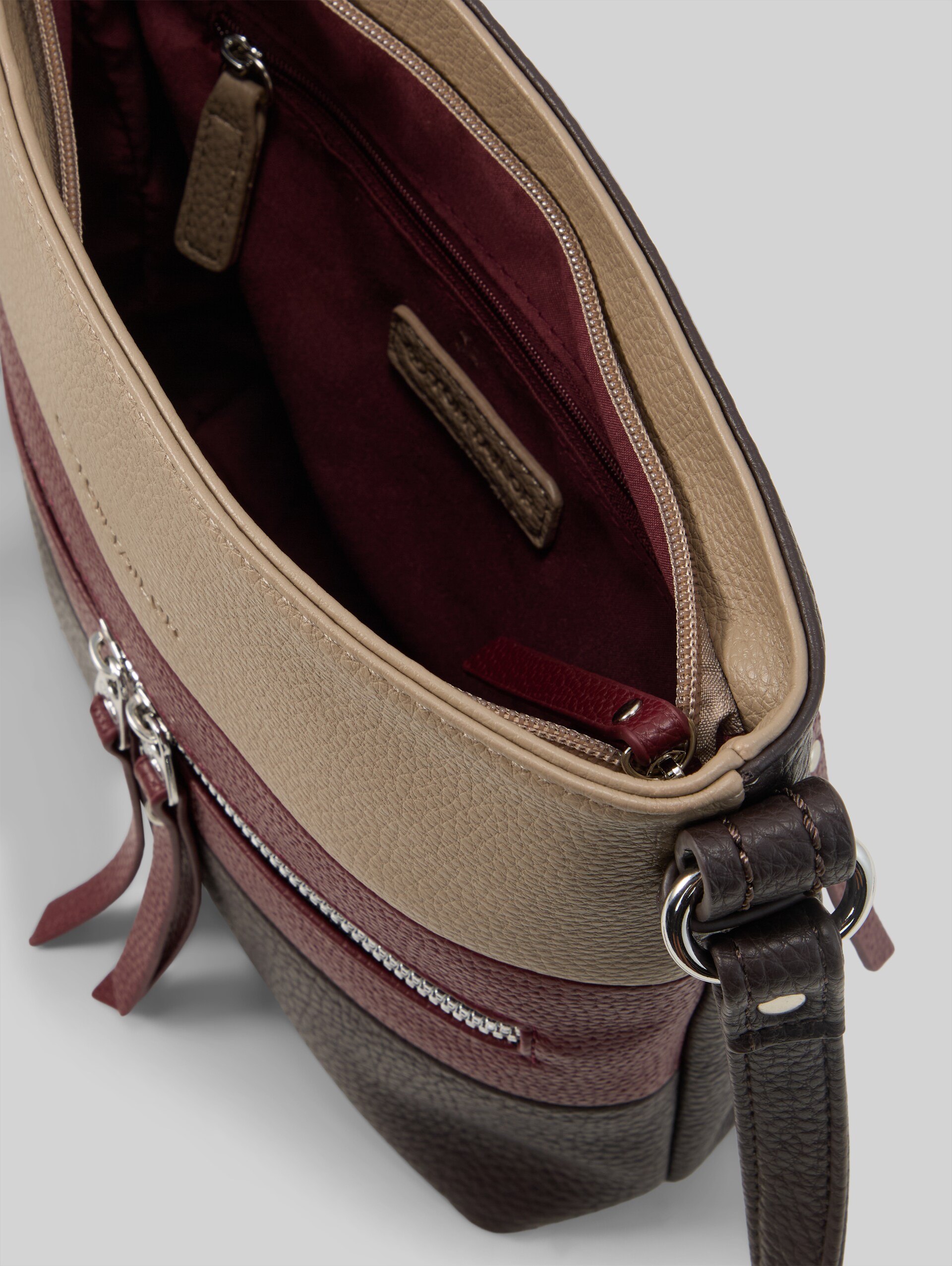 TTELLEN M schoudertas met colour-blocking - dark brown - zijaanzicht product 