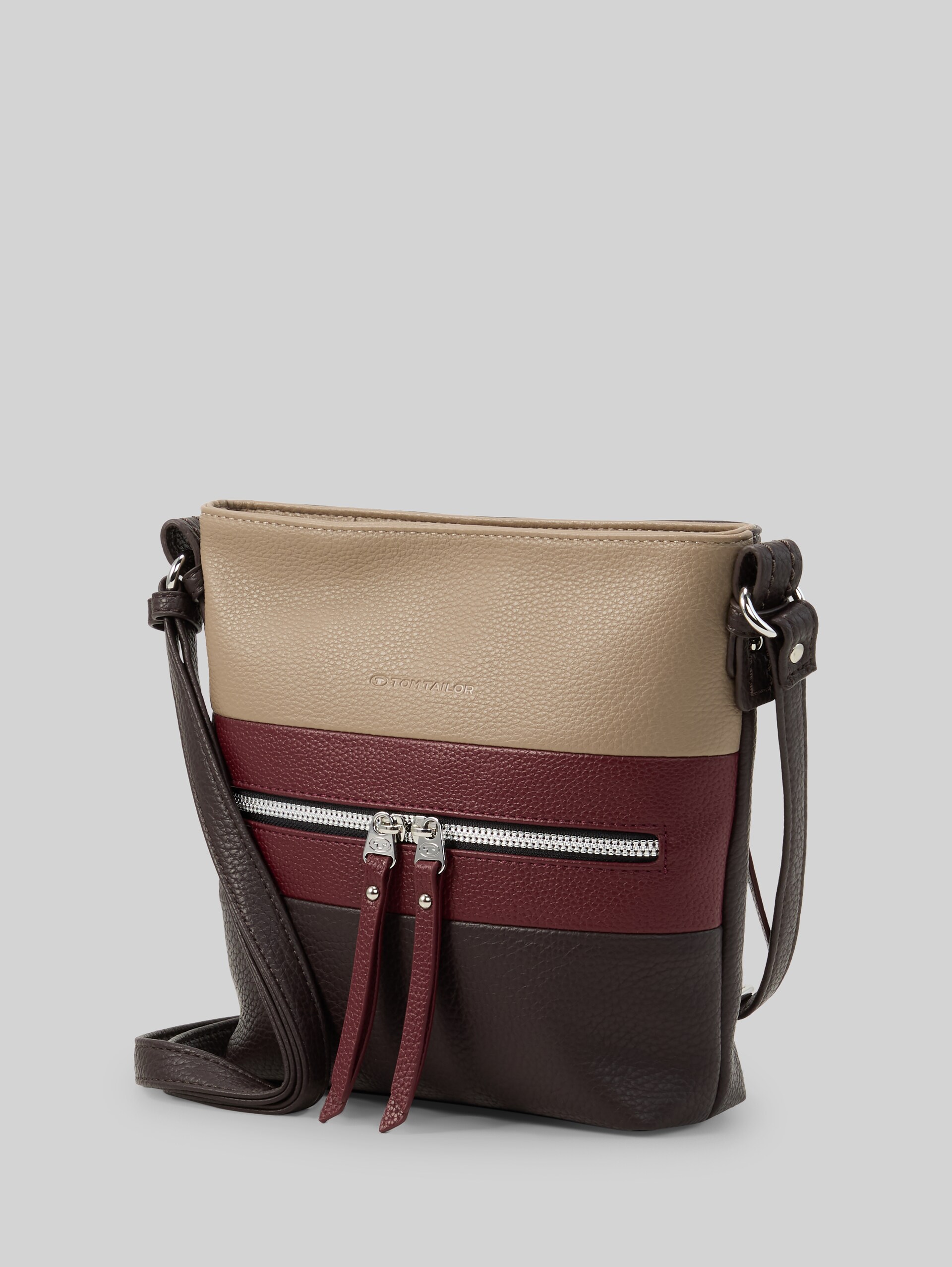 TTELLEN M schoudertas met colour-blocking - dark brown - zijaanzicht product 