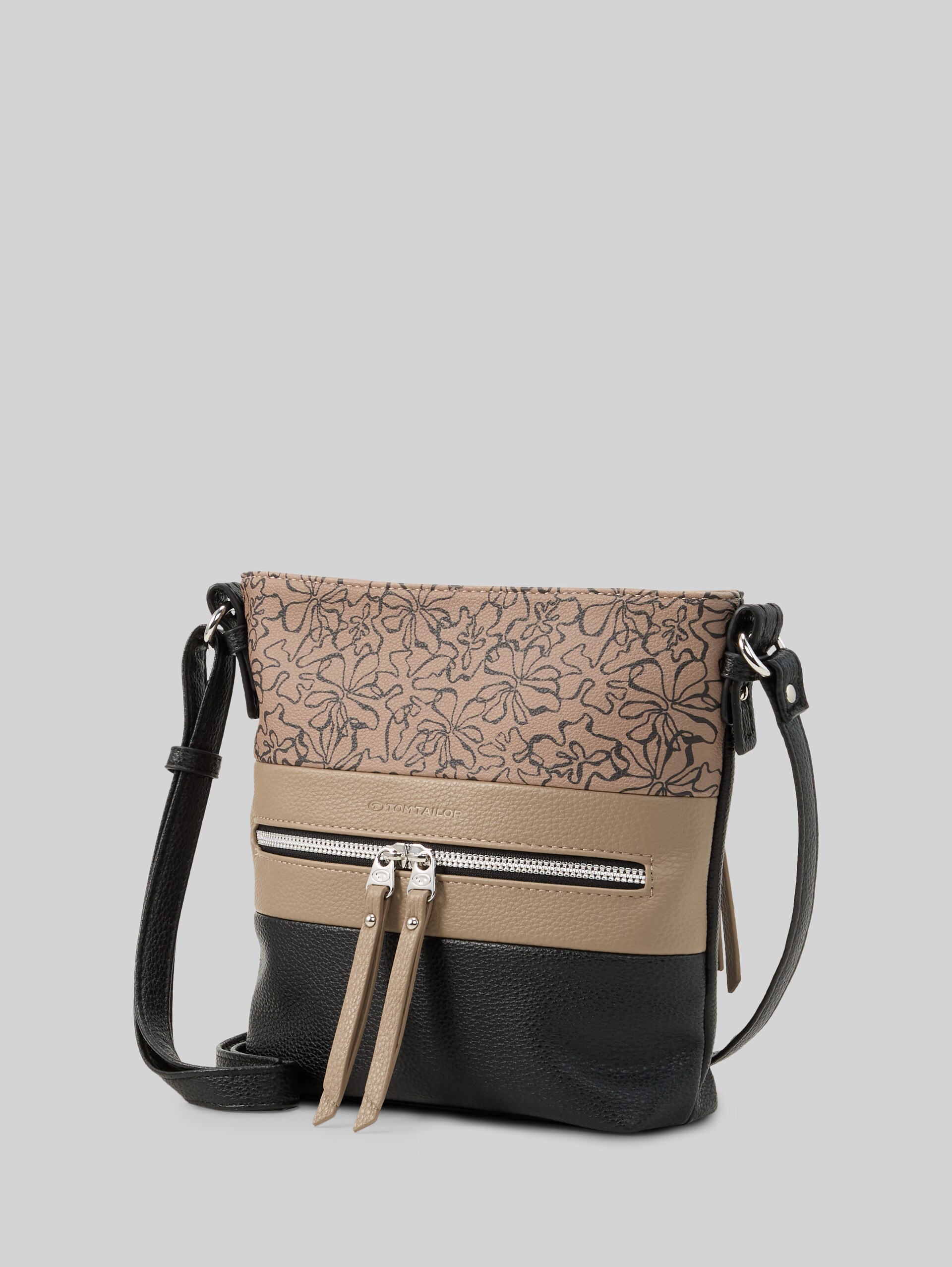 TTELLEN M schoudertas met colour-blocking - flower black - zijaanzicht product 