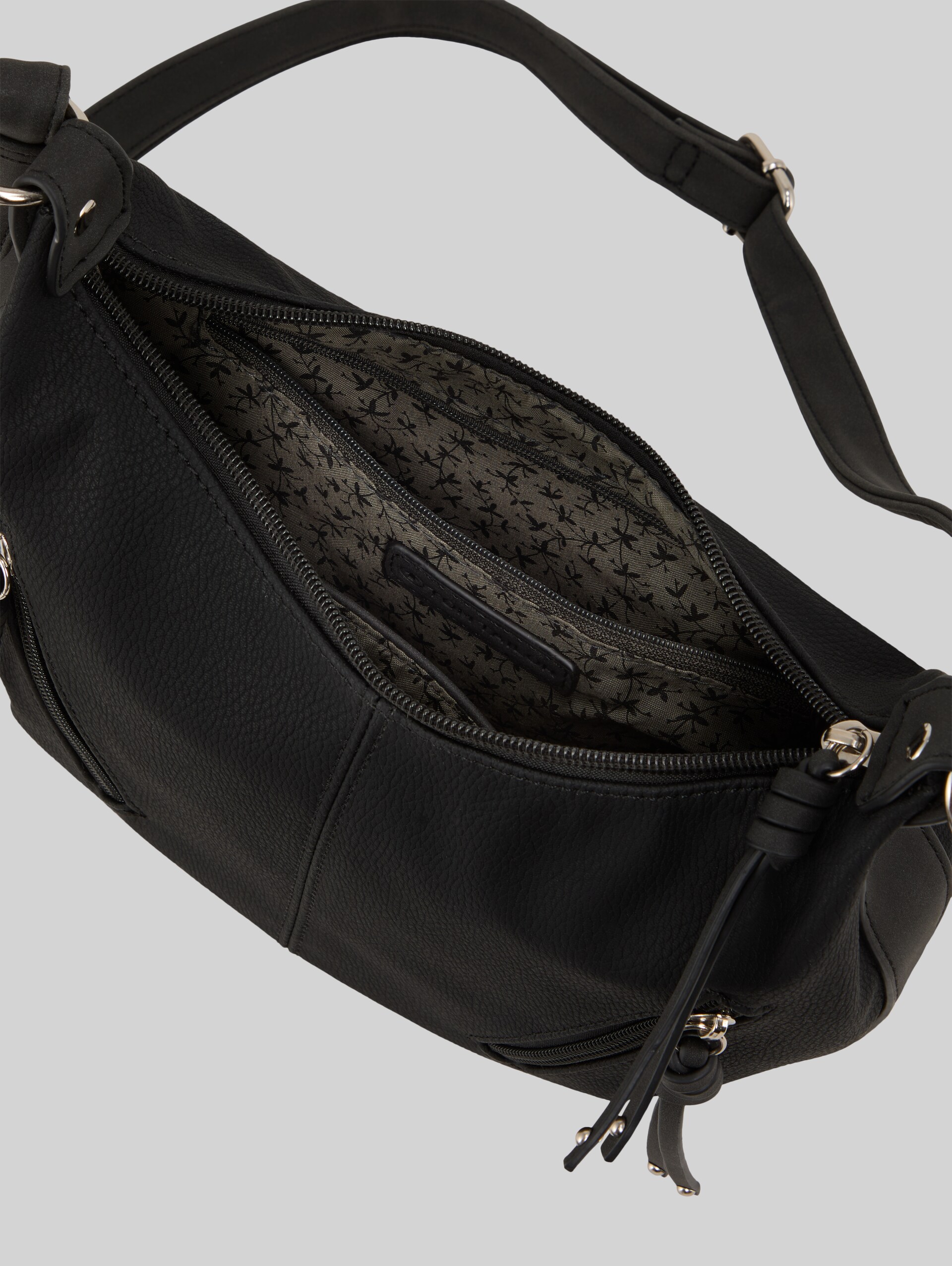 TTCAIA S Umhängetasche mit Reißverschluss-Details - schwarz / black - seitliche Produkt-Ansicht 