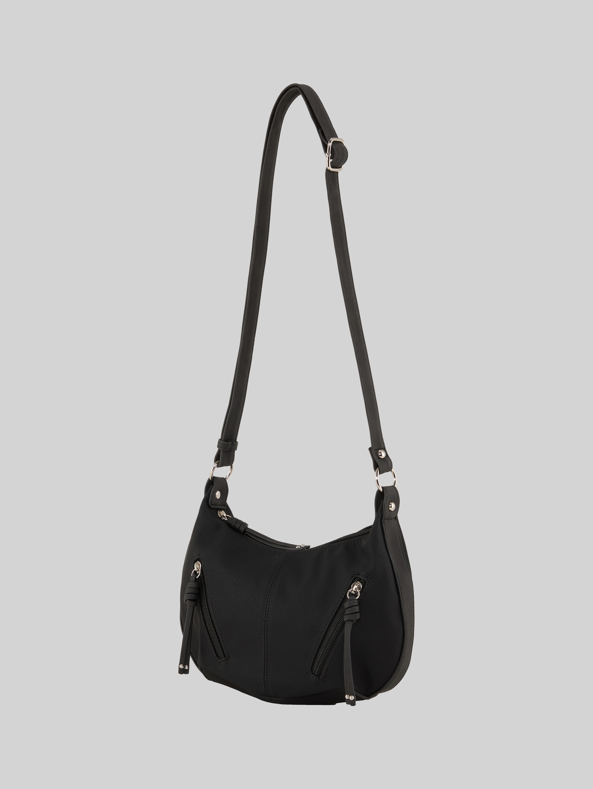 TTCAIA S Umhängetasche mit Reißverschluss-Details - schwarz / black - seitliche Produkt-Ansicht 
