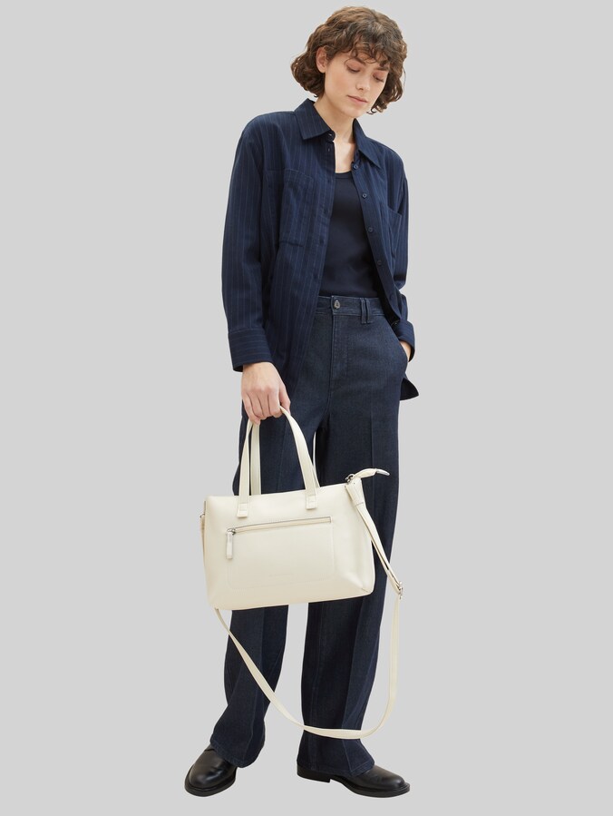 TTELIS M Shopper mit Ziernaht von Women, off white / off white