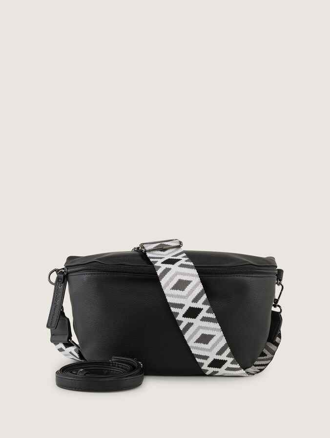 TTMENA M shoulder bag with patterned woven strap by Denim Female, schwarz / black