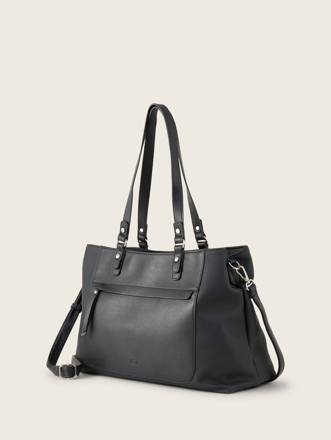 TTLAREA L Shopper mit Material-Mix - schwarz / black - seitliche Produkt-Ansicht 