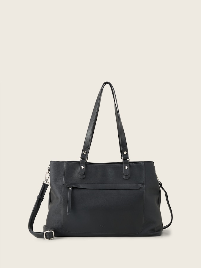 TTLAREA L shopper with material mix by Women, schwarz / black