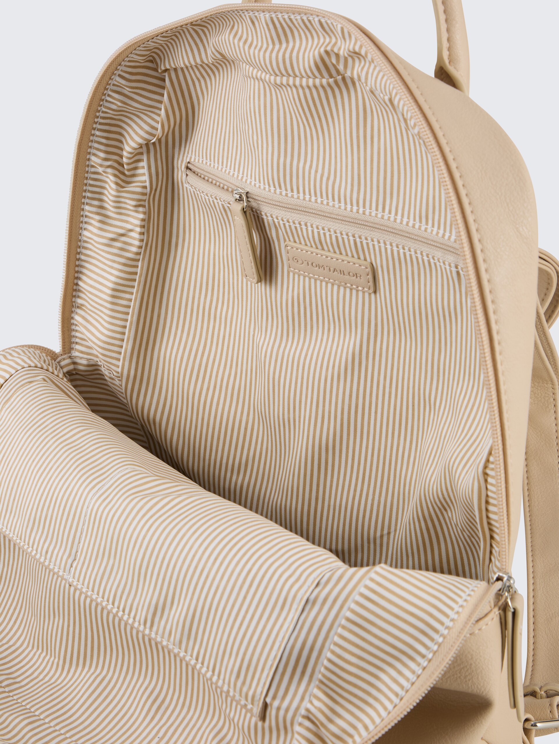 TTGIA L Rucksack aus Lederimitat - beige / beige - seitliche Produkt-Ansicht 