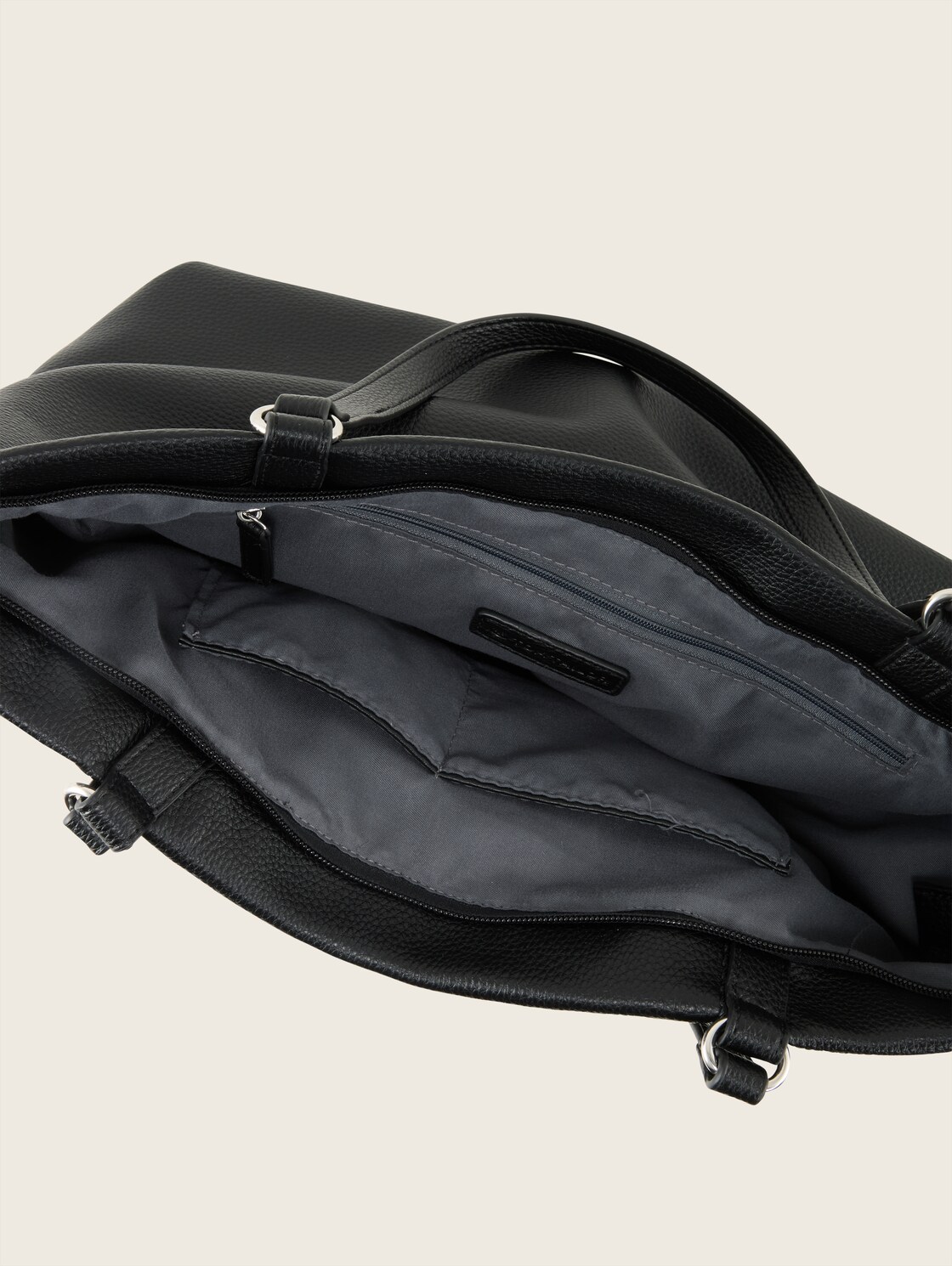 TTBECA L Shopper mit Reißverschluss-Details - schwarz / black - seitliche Produkt-Ansicht 